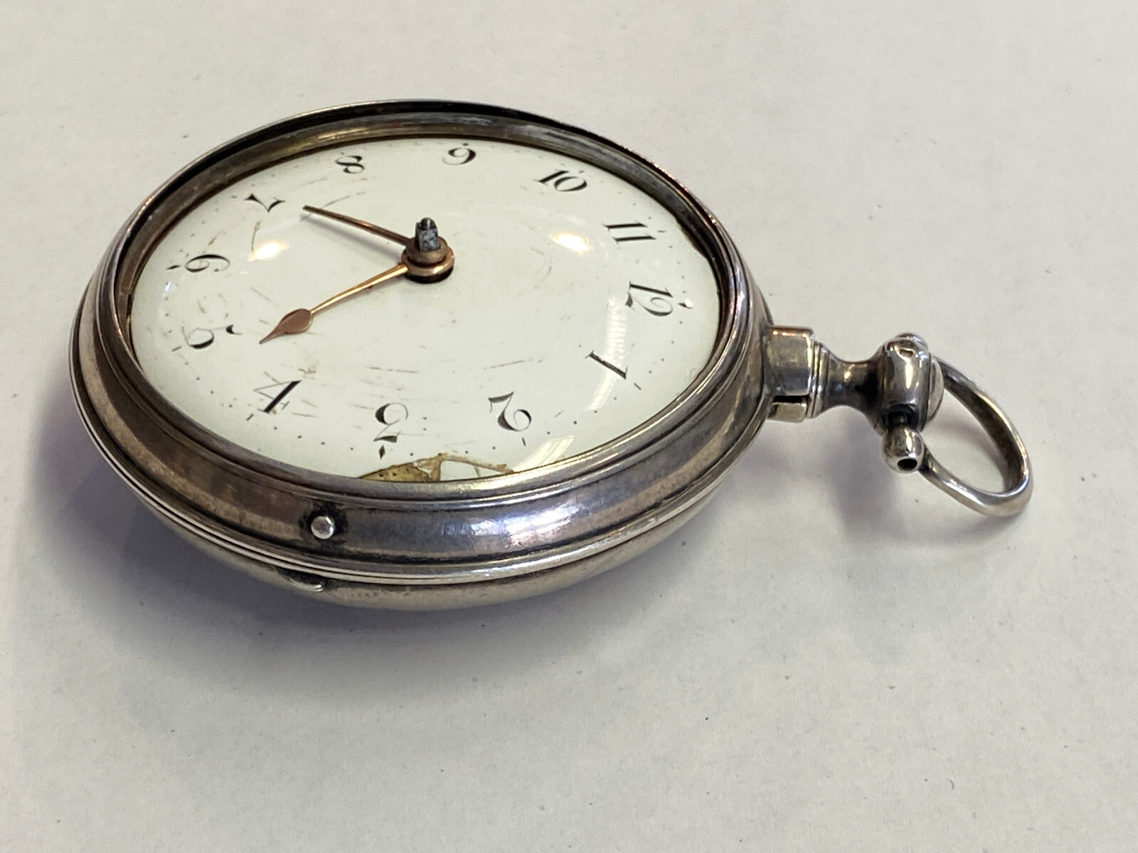 ANTIKE TASCHENUHR AUS STERLING SILBER MEHRFACH PUNZIERT DEFEKT ENGLAND OHNE GLAS – Bild 5