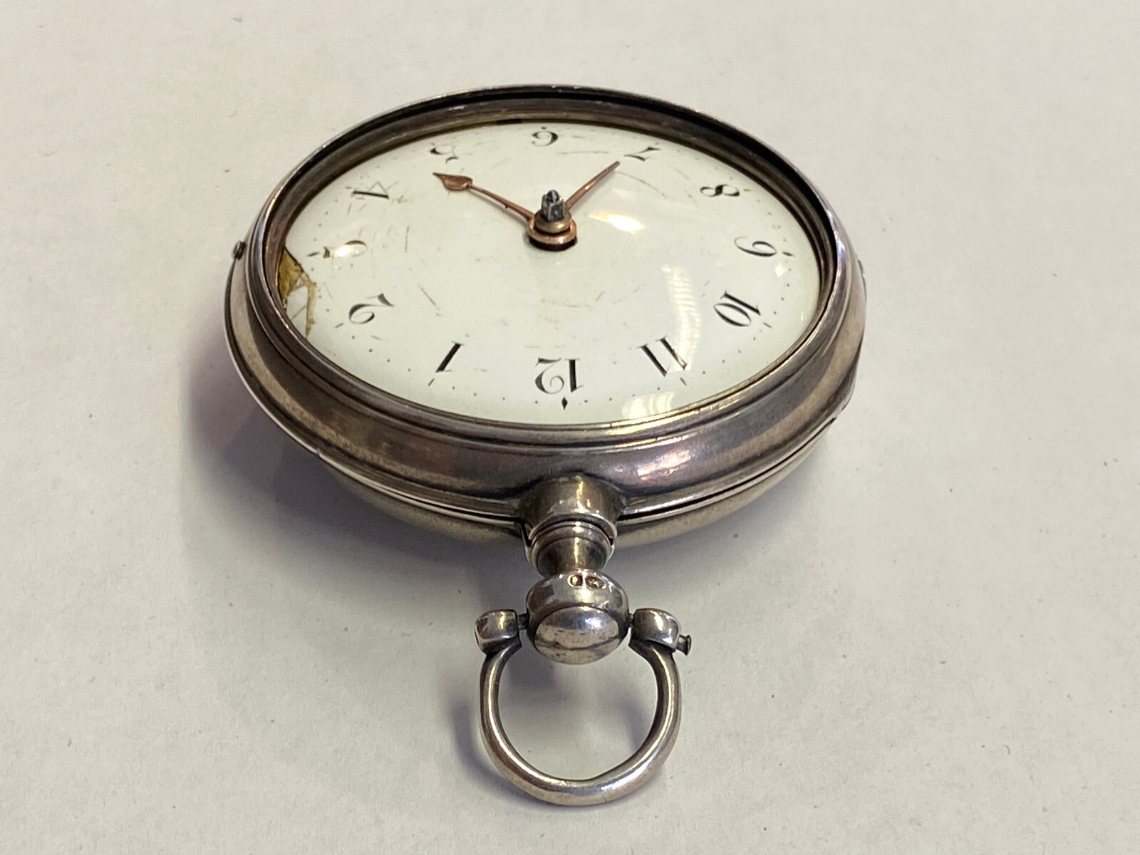 ANTIKE TASCHENUHR AUS STERLING SILBER MEHRFACH PUNZIERT DEFEKT ENGLAND OHNE GLAS – Bild 6