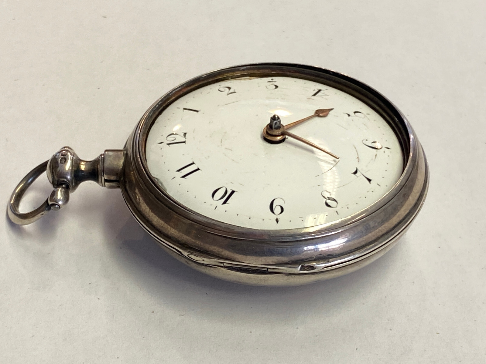 ANTIKE TASCHENUHR AUS STERLING SILBER MEHRFACH PUNZIERT DEFEKT ENGLAND OHNE GLAS – Bild 7