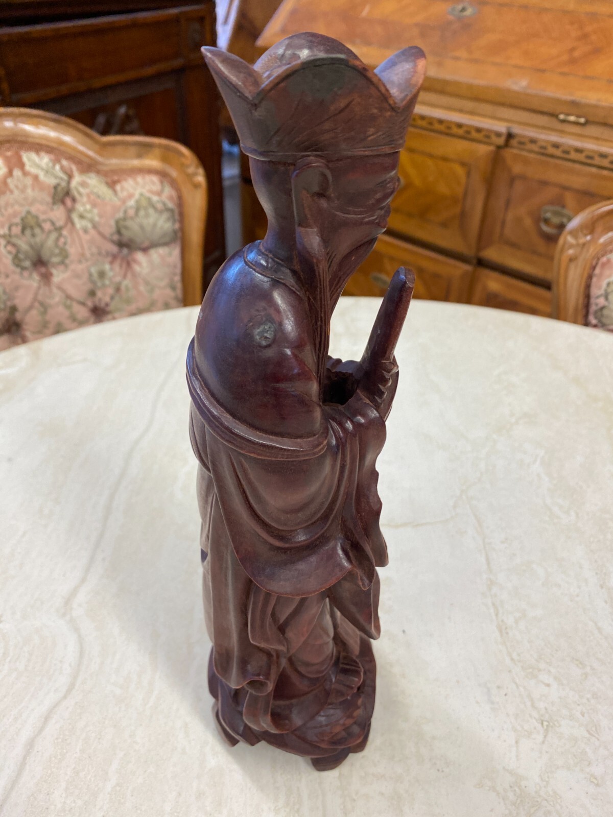 CHINA SKULPTUR AUS HOLZ GELEHRTER 30cm HOCH – Bild 6