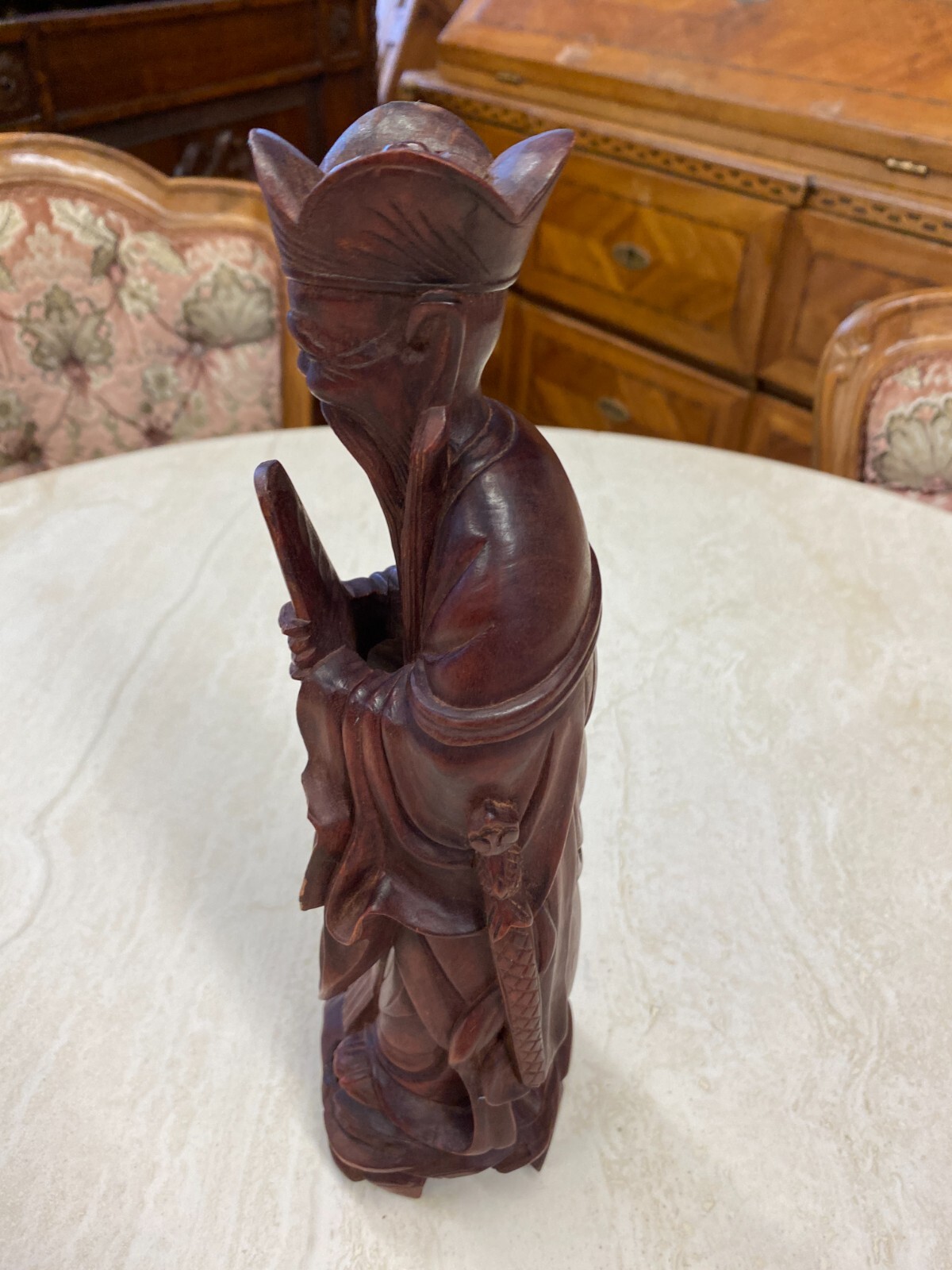 CHINA SKULPTUR AUS HOLZ GELEHRTER 30cm HOCH – Bild 10