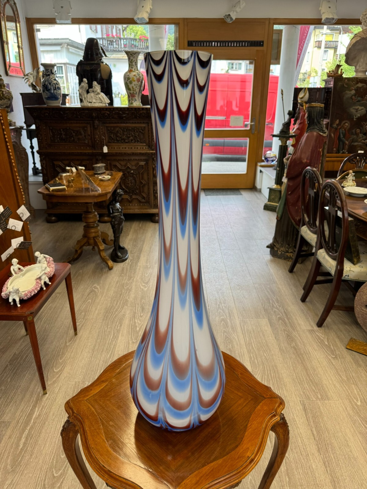 VINTAGE BODENVASE GROSSE VASE AUS GLAS LOLLIPOP SPACE AGE SCHOTT ZWIESEL 81x24cm