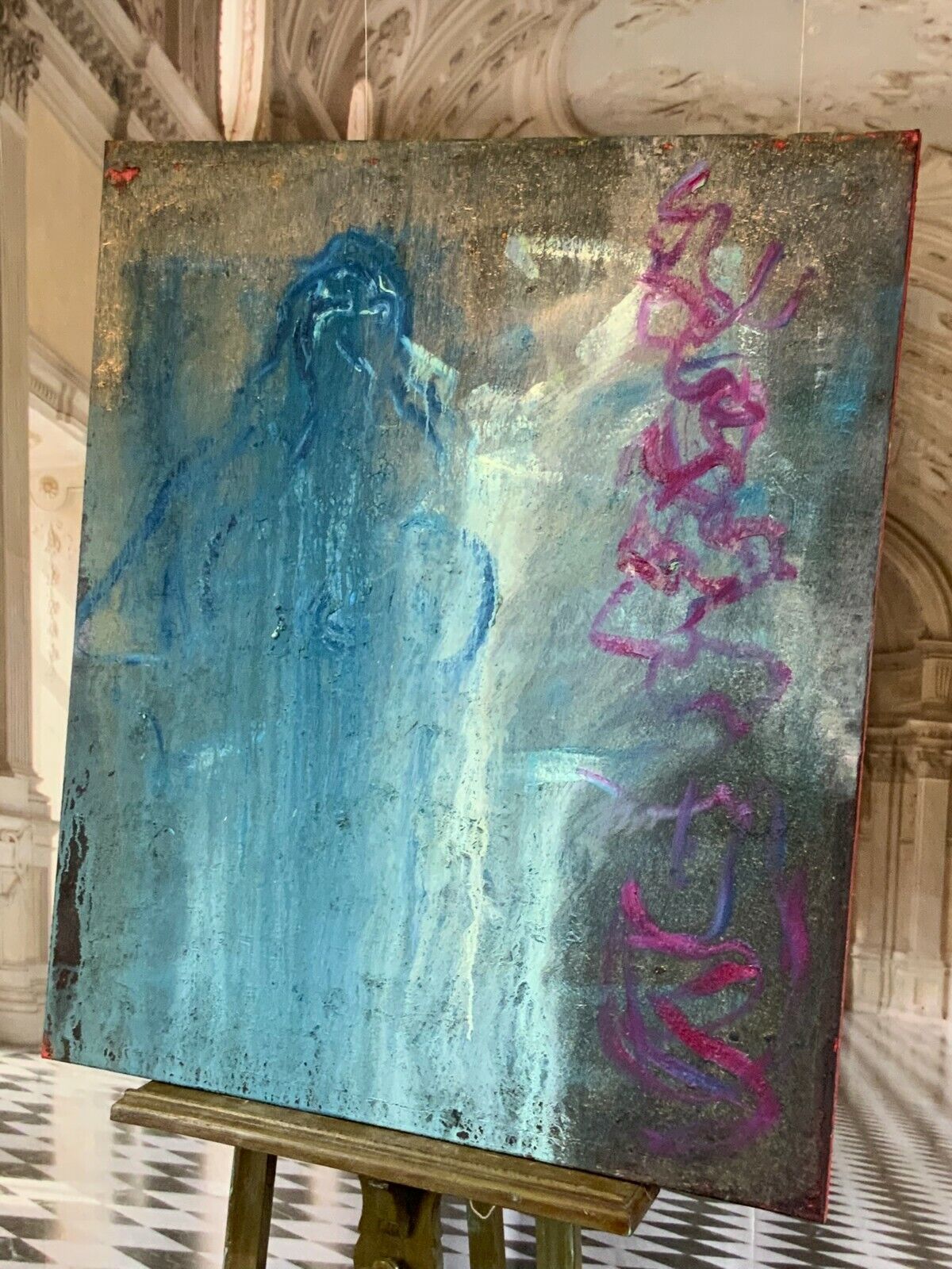 ACRYLGEMÄLDE ABSTRAKT AKT EROTIK 90x105cm GEMÄLDE Waldemar KUFNER (1940-2016) – Bild 9