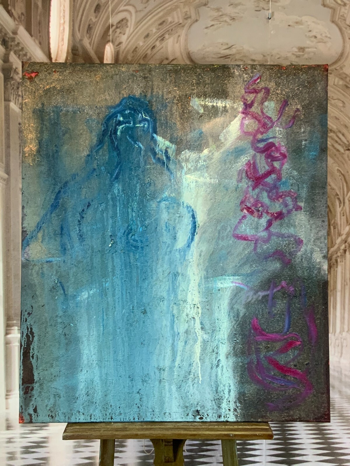ACRYLGEMÄLDE ABSTRAKT AKT EROTIK 90x105cm GEMÄLDE Waldemar KUFNER (1940-2016)
