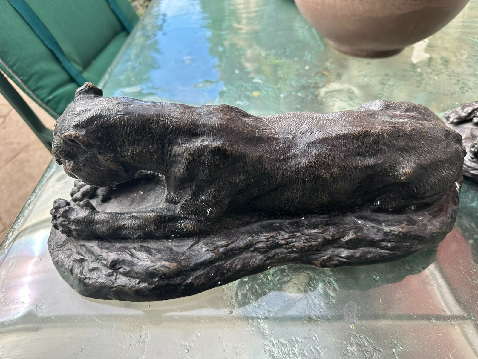 LÖWENPAAR 2x GROSSE SKULPTUR AUS BRONZE LÖWEN 41cm LANG – Bild 11