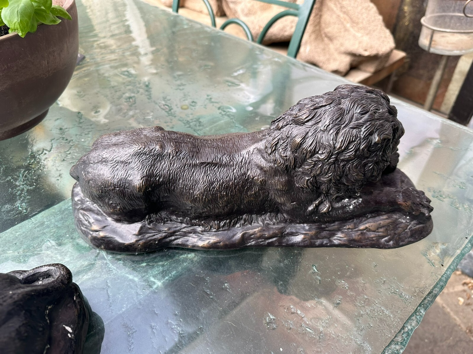 LÖWENPAAR 2x GROSSE SKULPTUR AUS BRONZE LÖWEN 41cm LANG – Bild 12