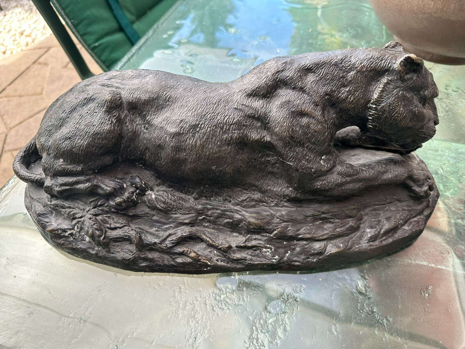 LÖWENPAAR 2x GROSSE SKULPTUR AUS BRONZE LÖWEN 41cm LANG – Bild 7