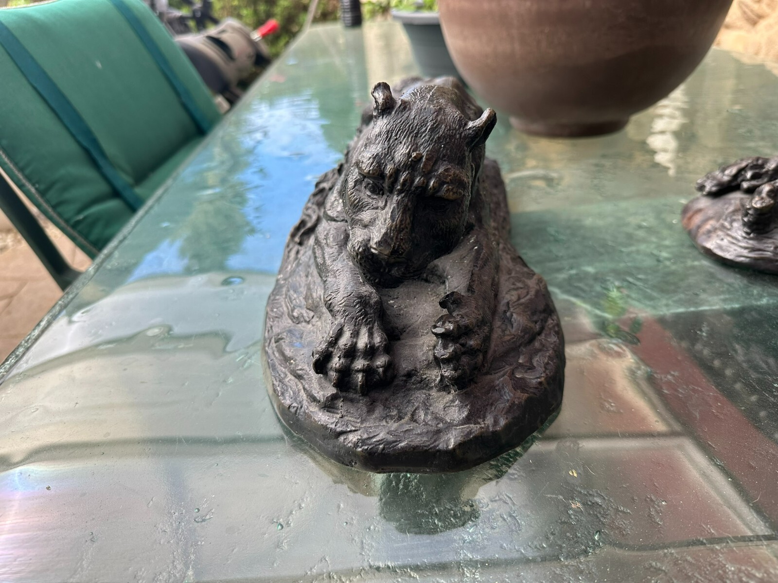 LÖWENPAAR 2x GROSSE SKULPTUR AUS BRONZE LÖWEN 41cm LANG – Bild 9