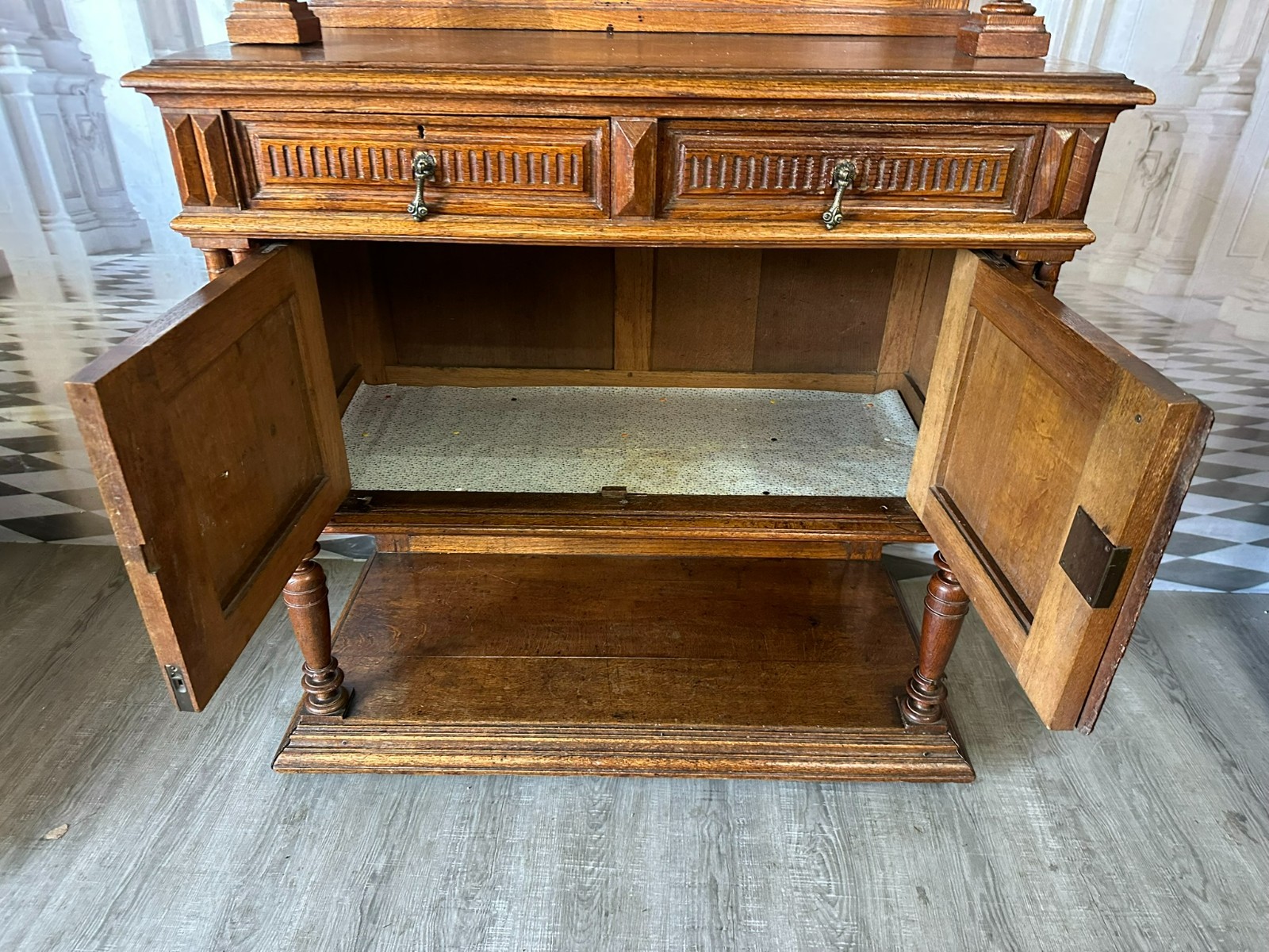 ANTIKES NEO RENAISSANCE BUFFET ANRICHTE AUS EICHE UM 1880 HENRI II – Bild 13