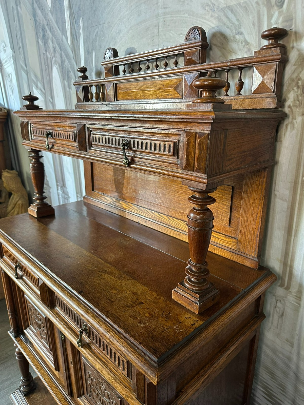 ANTIKES NEO RENAISSANCE BUFFET ANRICHTE AUS EICHE UM 1880 HENRI II – Bild 8