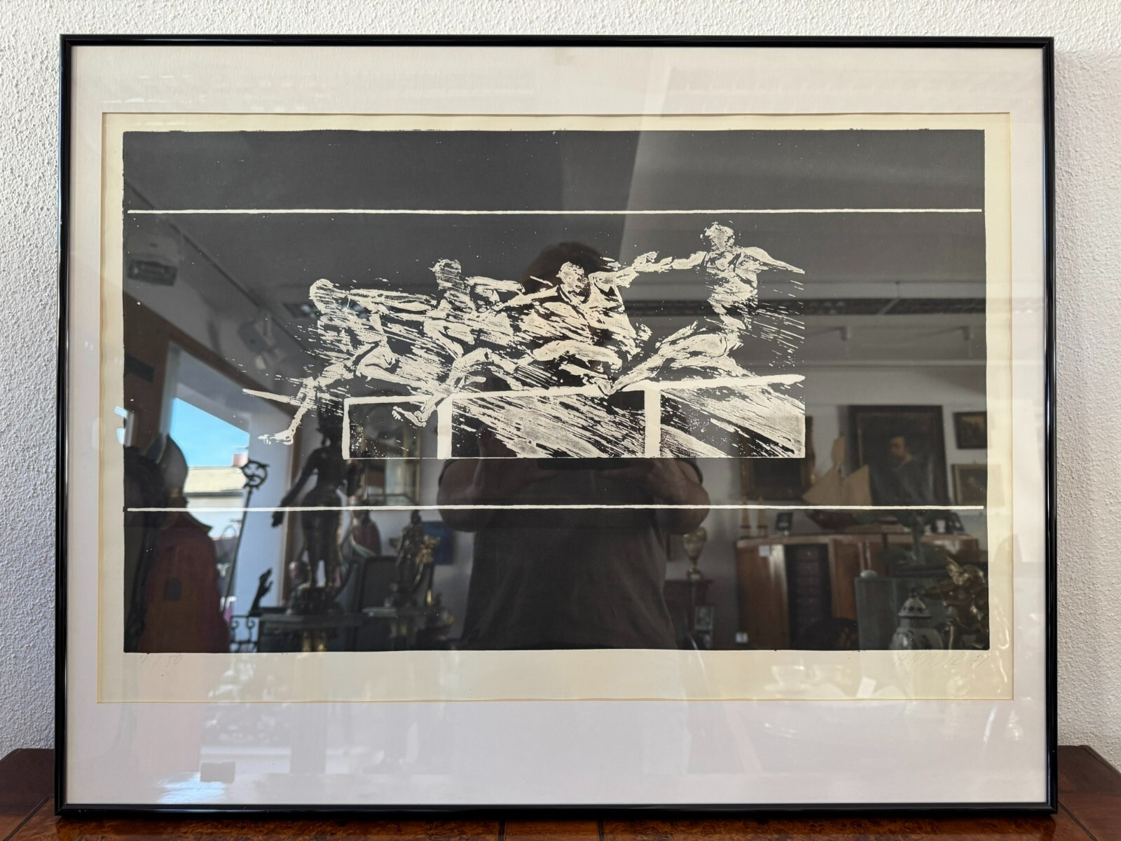 SIGNIERTE LITHOGRAFIE HINTER GLAS DIE LÄUFER  7/50