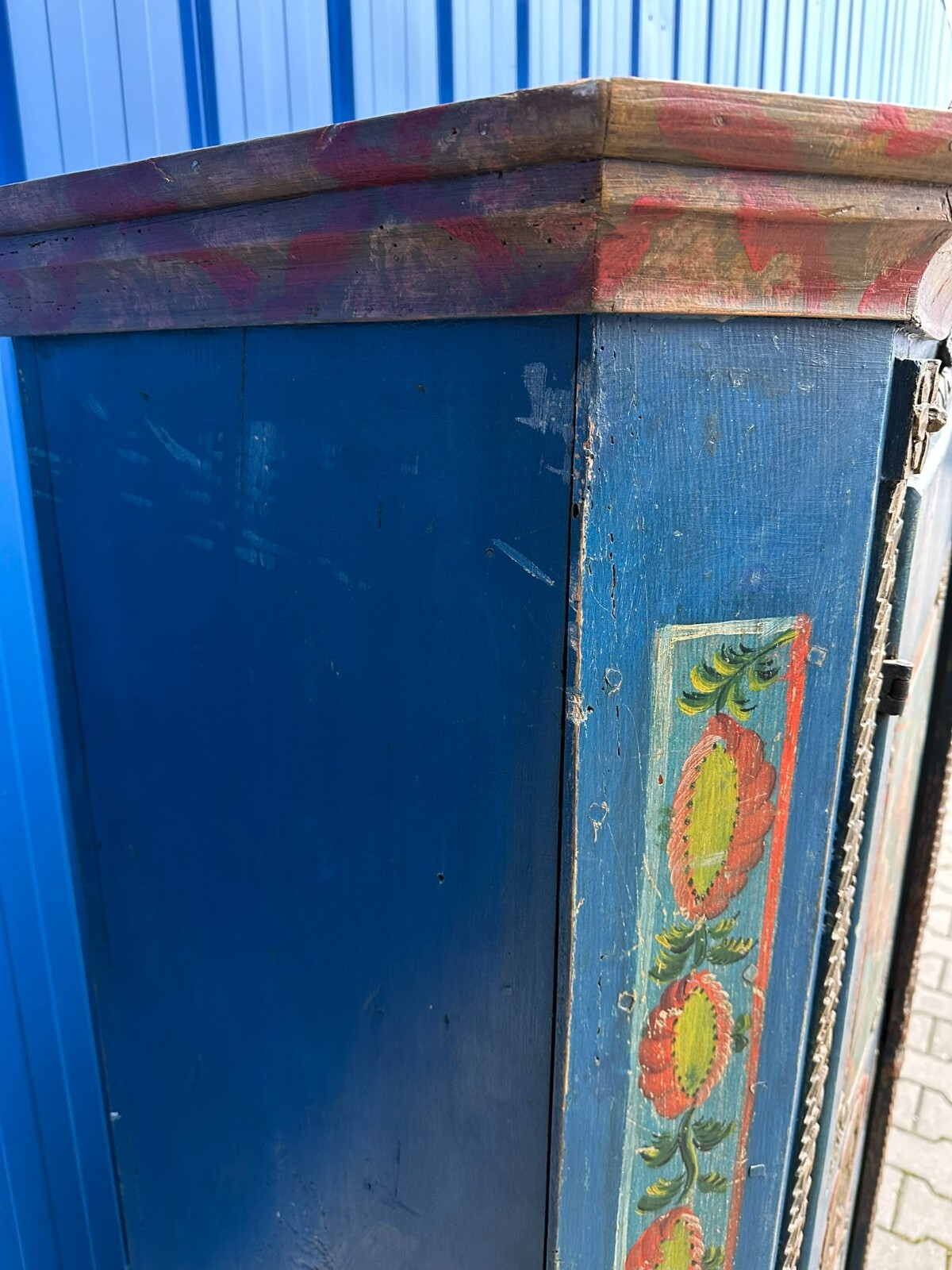 ANTIKER BAUERNSCHRANK VON 1847 ORIGINAL BEMALT – Bild 12