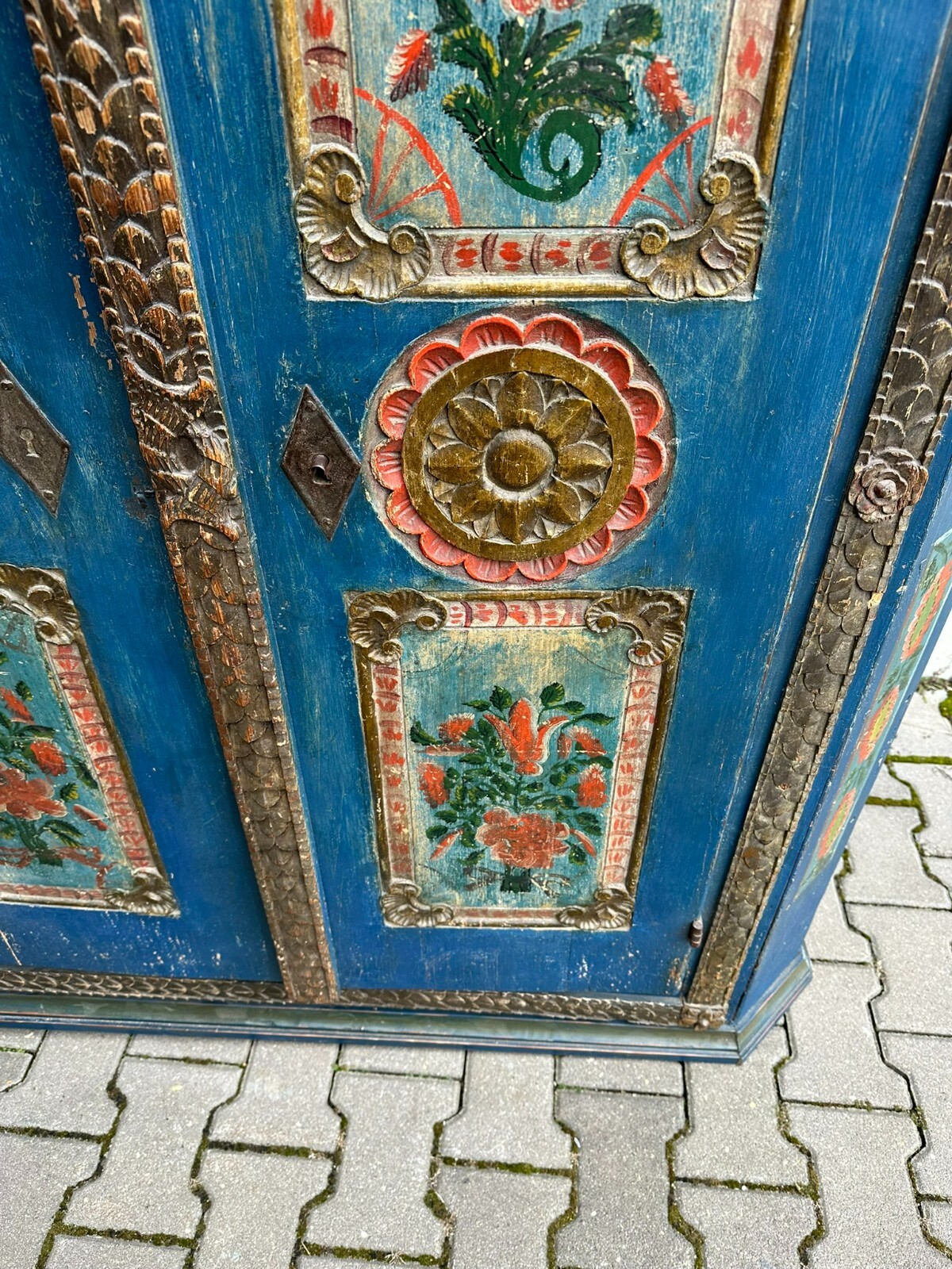 ANTIKER BAUERNSCHRANK VON 1847 ORIGINAL BEMALT – Bild 6