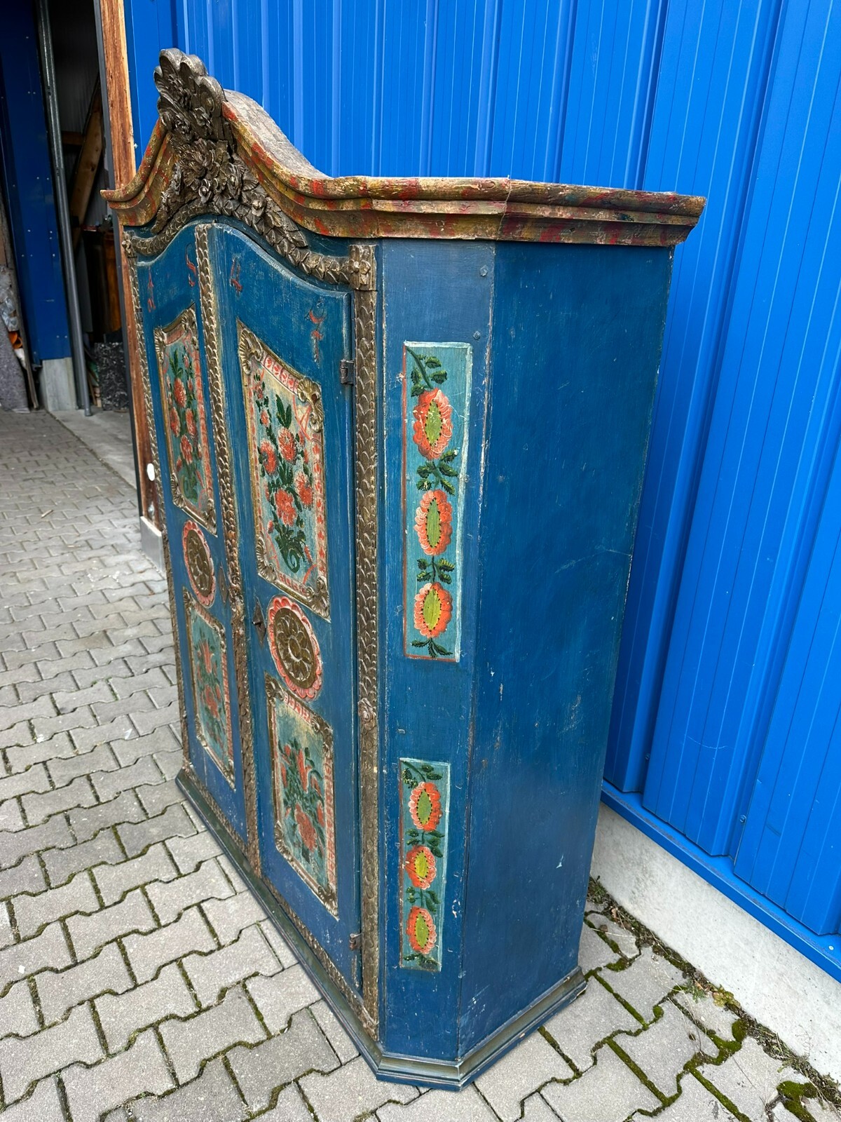 ANTIKER BAUERNSCHRANK VON 1847 ORIGINAL BEMALT – Bild 7