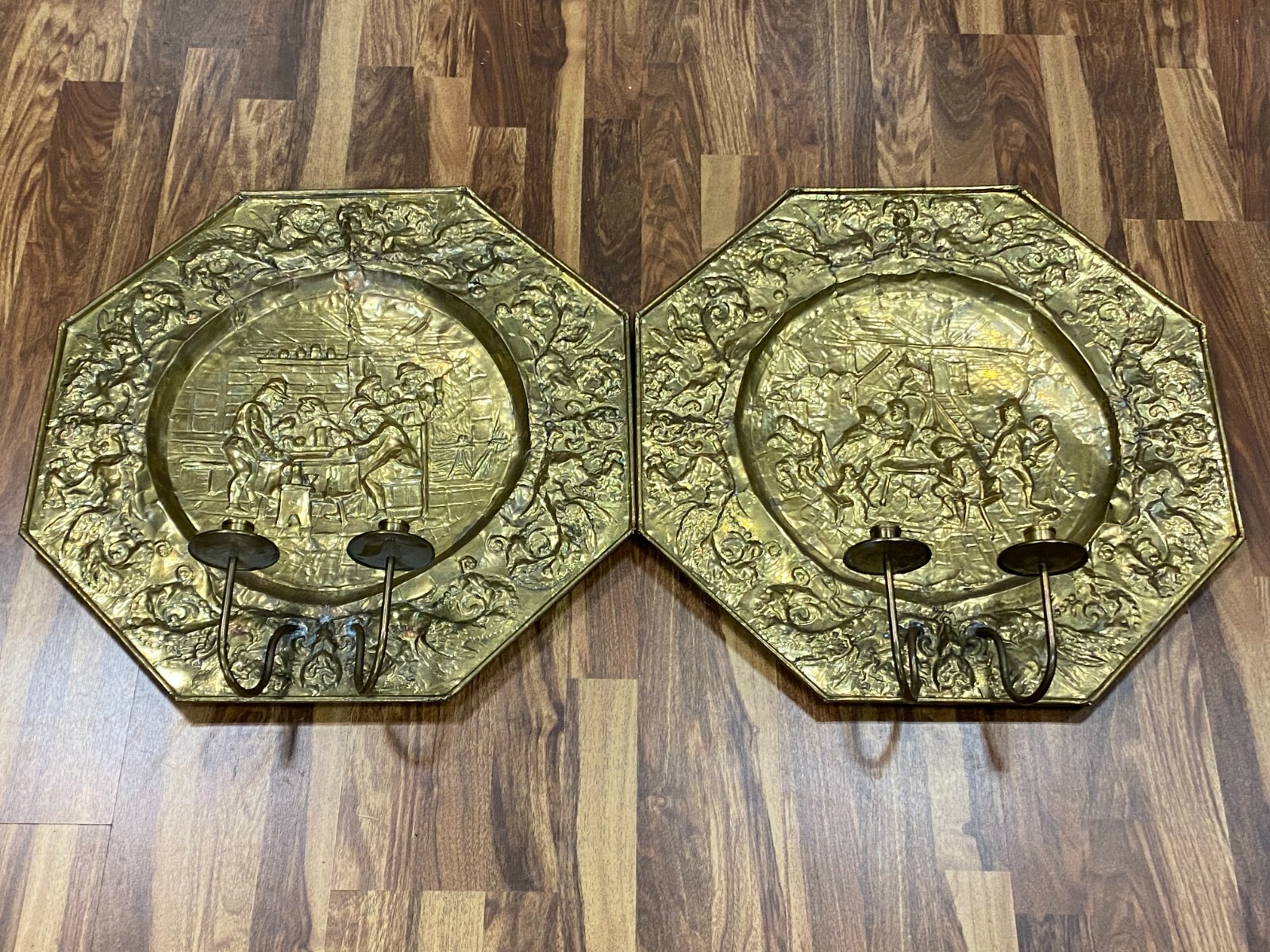 WANDLEUCHTER HISTORISMUS 19 TES JHDT FIGÜRLICH NIEDERLANDE 58cm DURCHMESSER