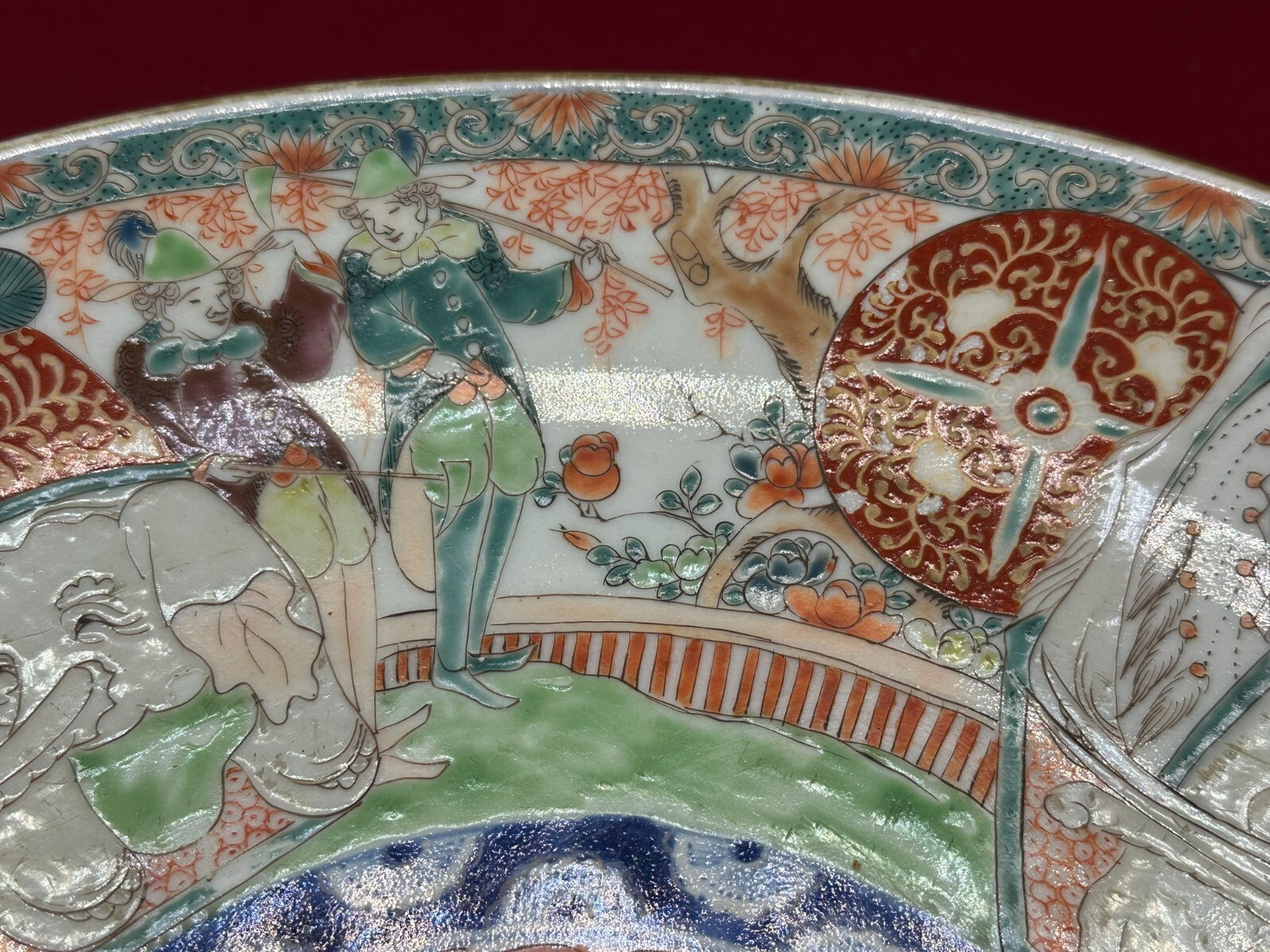 ANTIKER IMARI TELLER 39,5cm AUS PORZELLAN SEHR GROSS JAPAN 19 TES JHDT – Bild 4