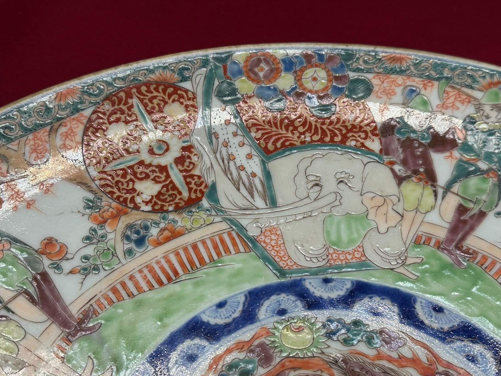 ANTIKER IMARI TELLER 39,5cm AUS PORZELLAN SEHR GROSS JAPAN 19 TES JHDT – Bild 6