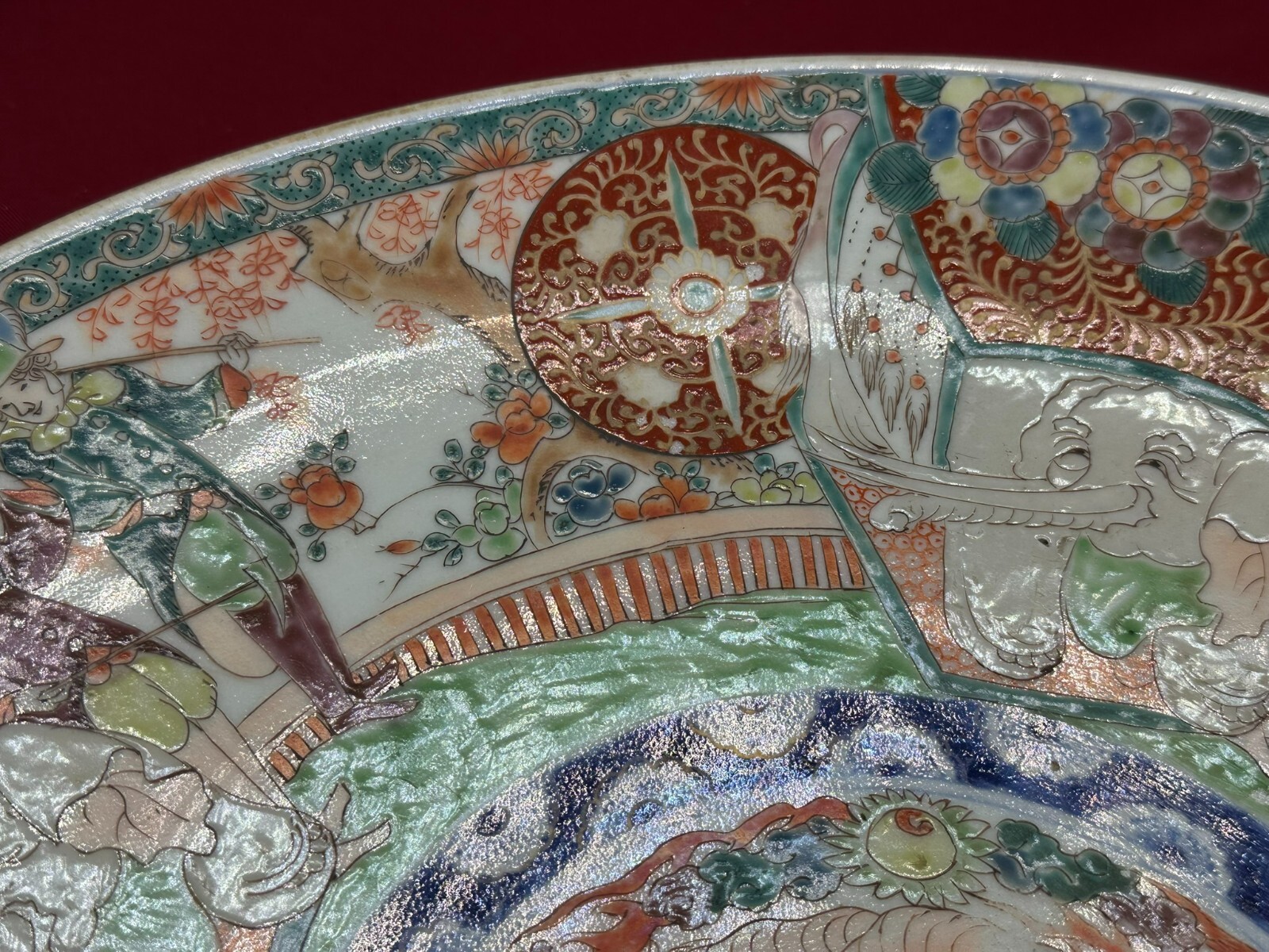 ANTIKER IMARI TELLER 39,5cm AUS PORZELLAN SEHR GROSS JAPAN 19 TES JHDT – Bild 7