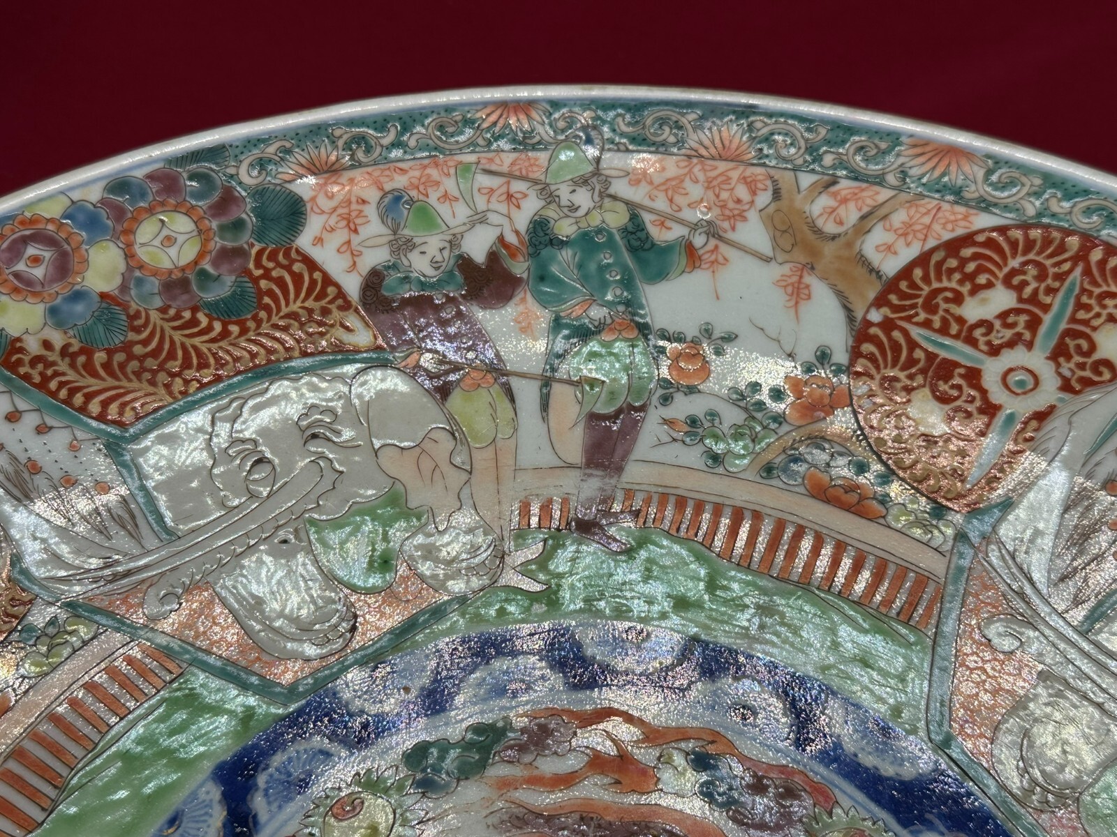 ANTIKER IMARI TELLER 39,5cm AUS PORZELLAN SEHR GROSS JAPAN 19 TES JHDT – Bild 8