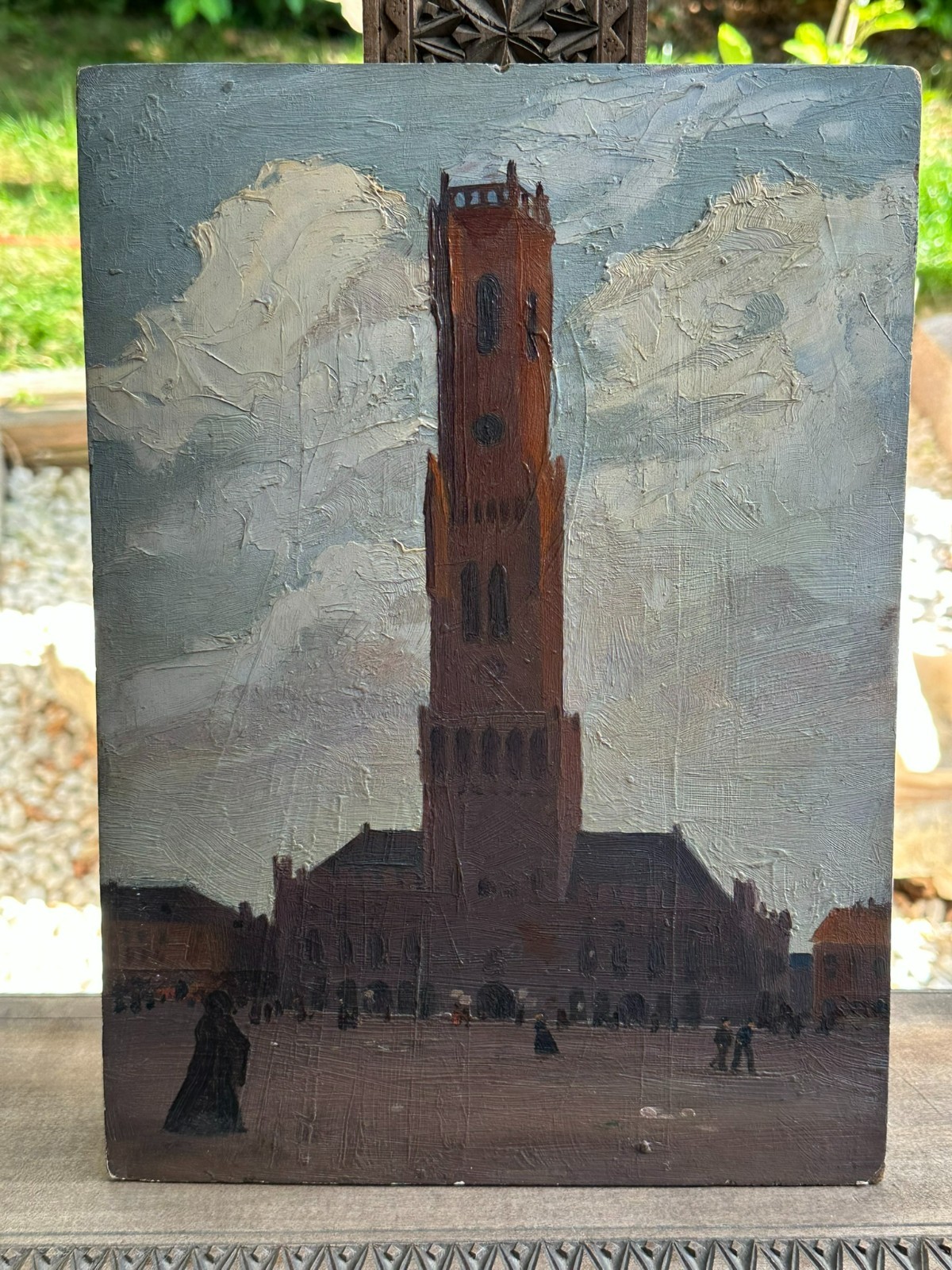 ÖLGEMÄLDE VON 1962 bez. HERPIN GOTISCHES RATHAUS ANDENARDE – Bild 3