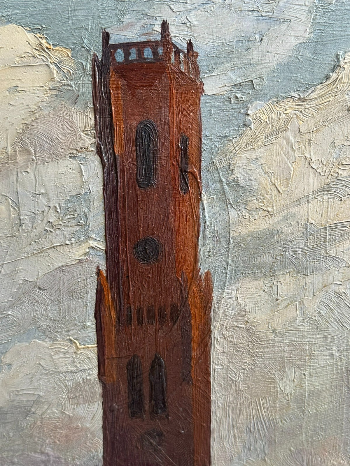 ÖLGEMÄLDE VON 1962 bez. HERPIN GOTISCHES RATHAUS ANDENARDE – Bild 4