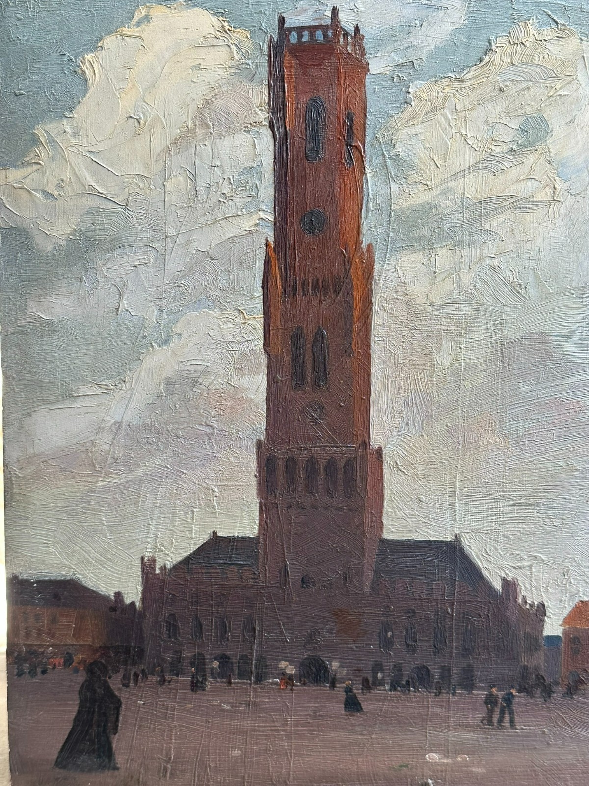 ÖLGEMÄLDE VON 1962 bez. HERPIN GOTISCHES RATHAUS ANDENARDE