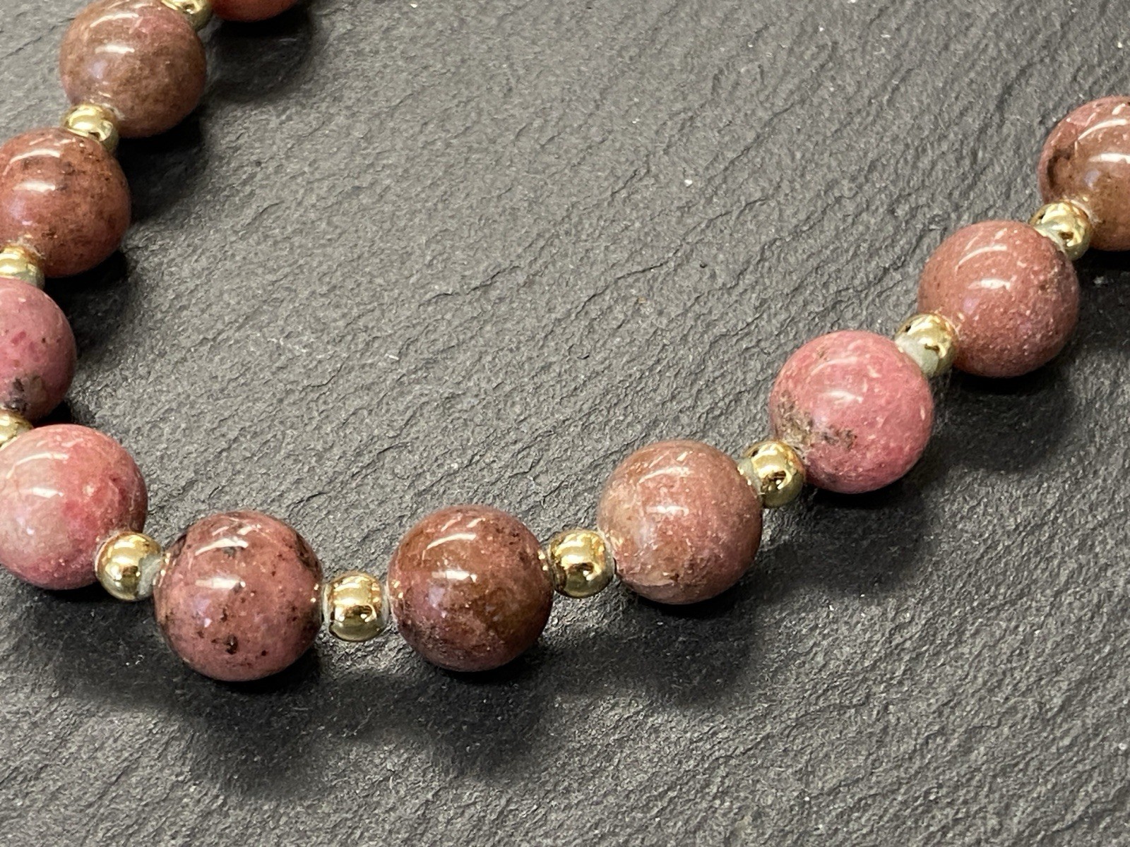 MODESCHMUCK HALSKETTE HALBEDELSTEINE RHODONIT – Bild 3