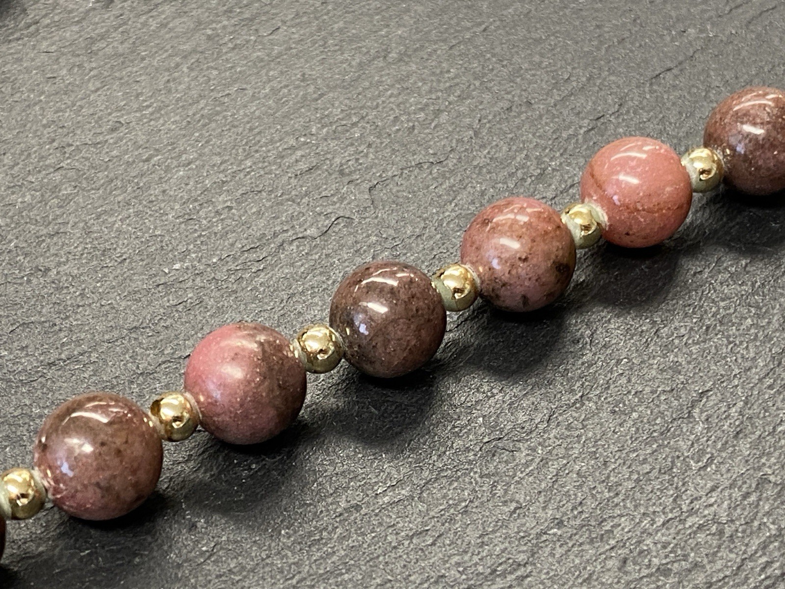 MODESCHMUCK HALSKETTE HALBEDELSTEINE RHODONIT – Bild 4