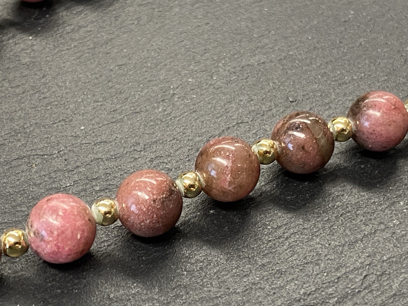 MODESCHMUCK HALSKETTE HALBEDELSTEINE RHODONIT – Bild 5