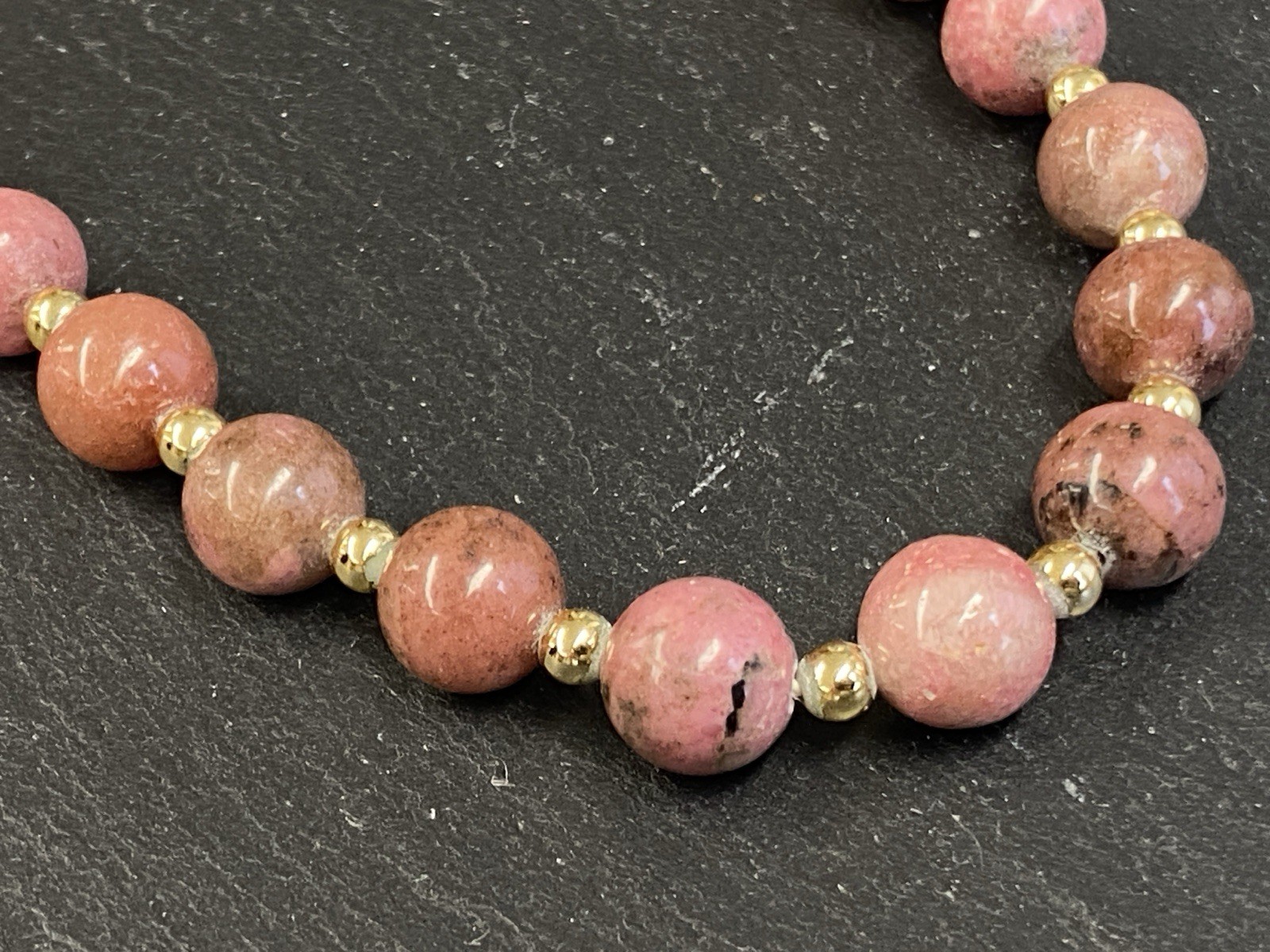 MODESCHMUCK HALSKETTE HALBEDELSTEINE RHODONIT – Bild 7