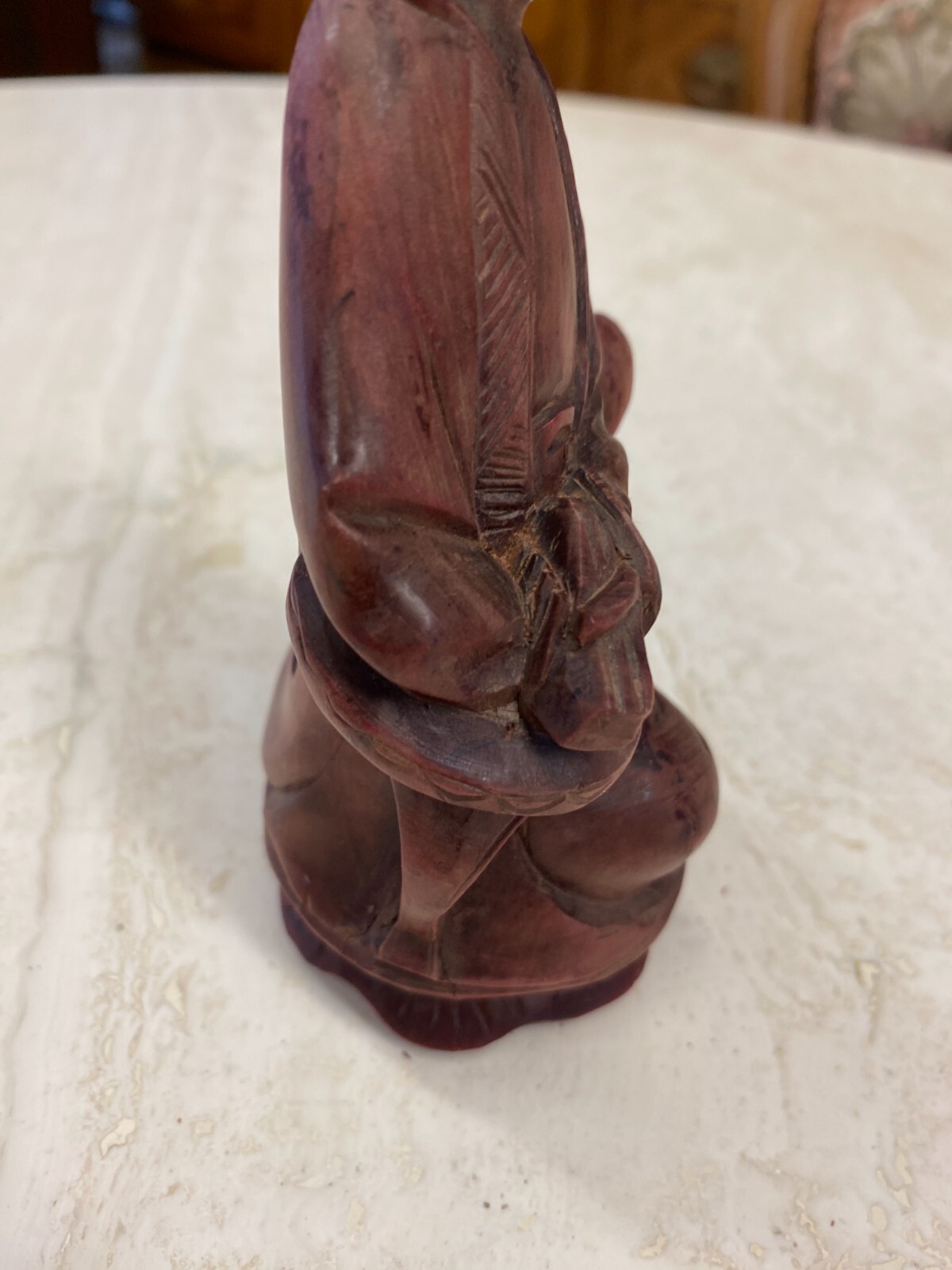 CHINA SKULPTUR AUS HOLZ SITZENDER MANN 15,5cm HOCH – Bild 12