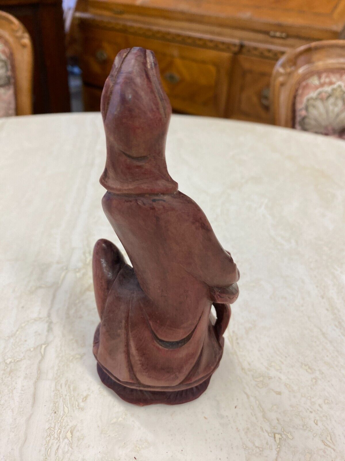 CHINA SKULPTUR AUS HOLZ SITZENDER MANN 15,5cm HOCH – Bild 13