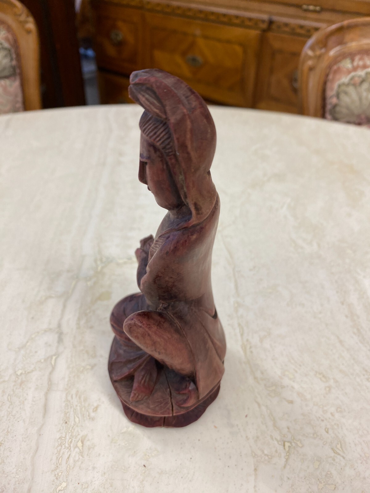 CHINA SKULPTUR AUS HOLZ SITZENDER MANN 15,5cm HOCH – Bild 7