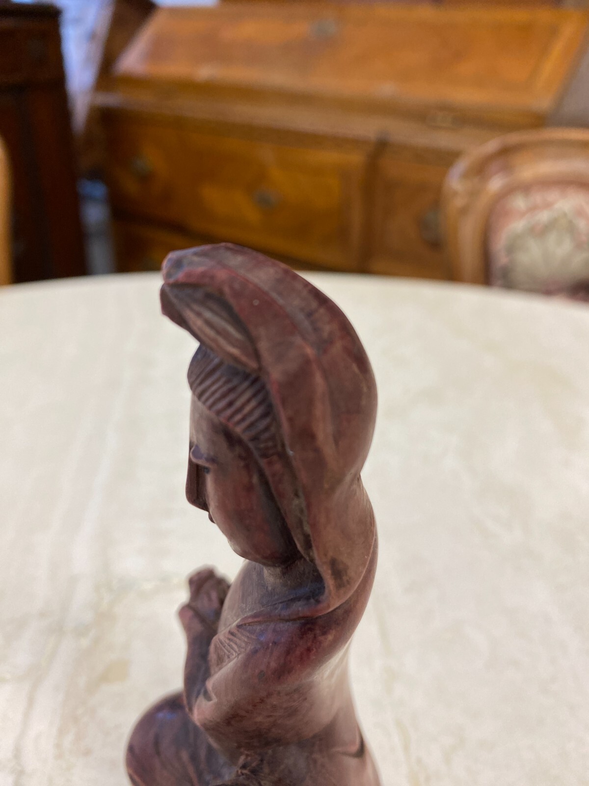 CHINA SKULPTUR AUS HOLZ SITZENDER MANN 15,5cm HOCH – Bild 8