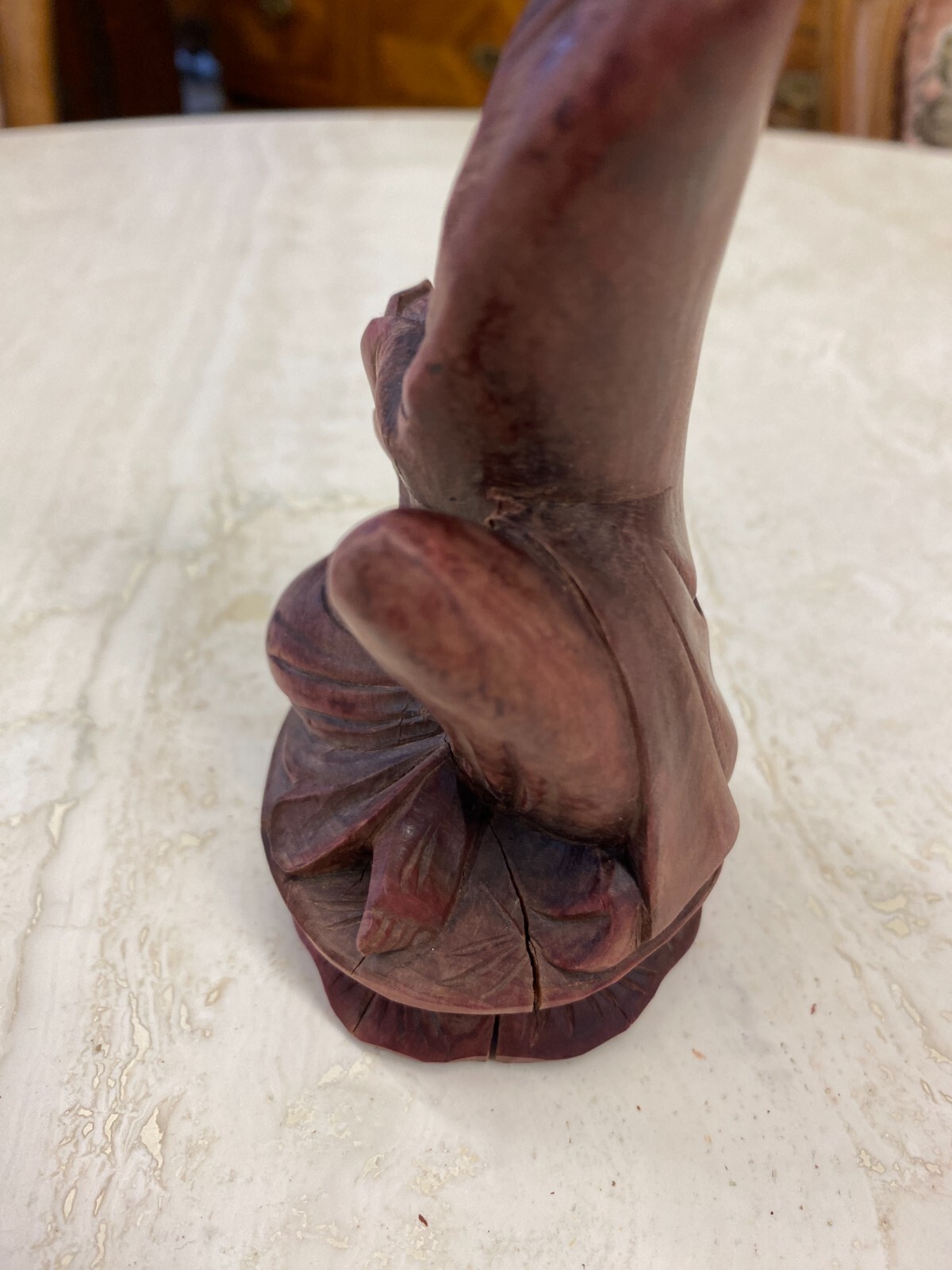 CHINA SKULPTUR AUS HOLZ SITZENDER MANN 15,5cm HOCH – Bild 9