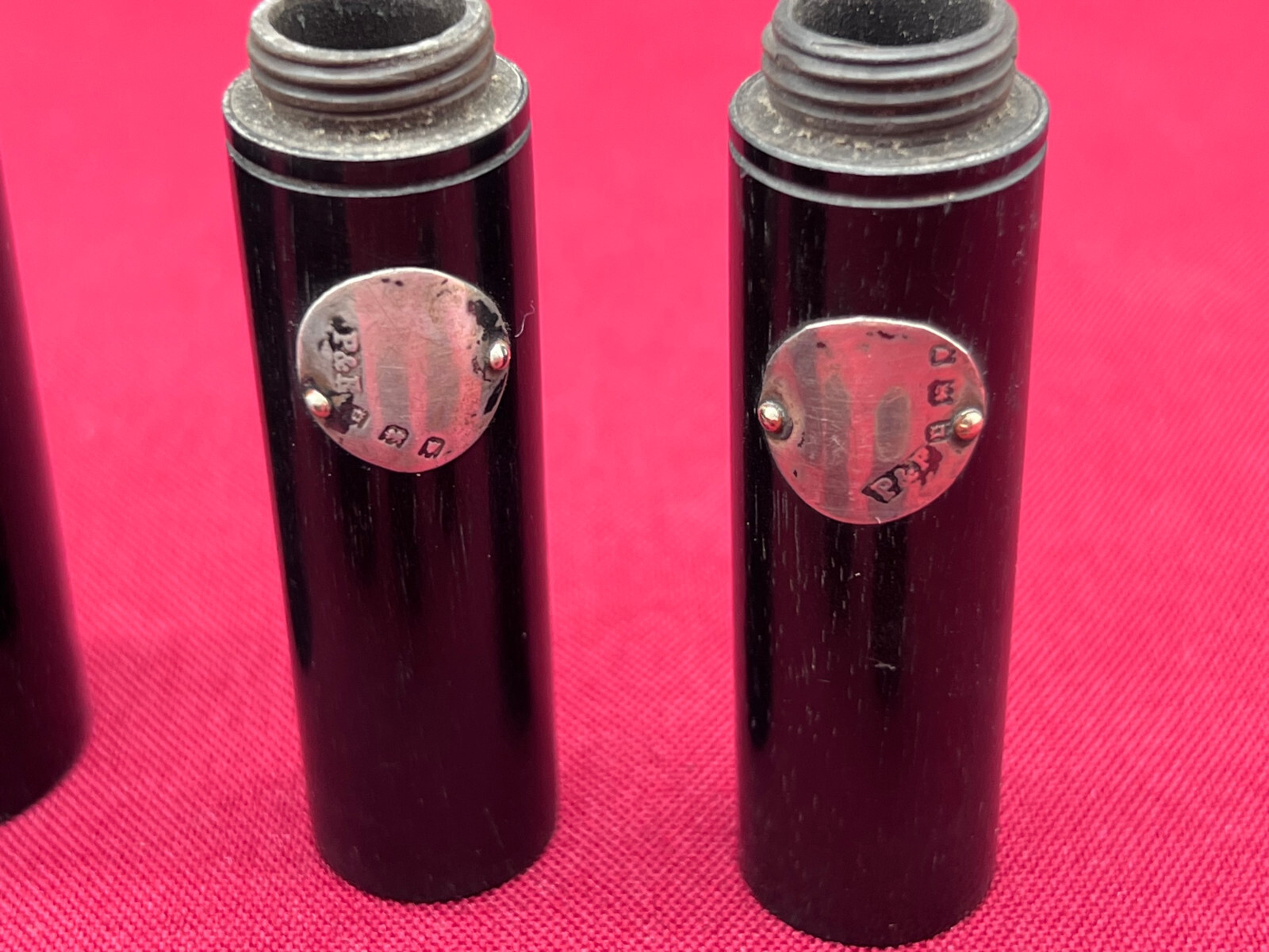 GROSSE SAMMLUNG TABATIEREN DOSEN AUS EBENHOLZ TEILS SILBER PLAKETTE MONOGRAMM – Bild 19