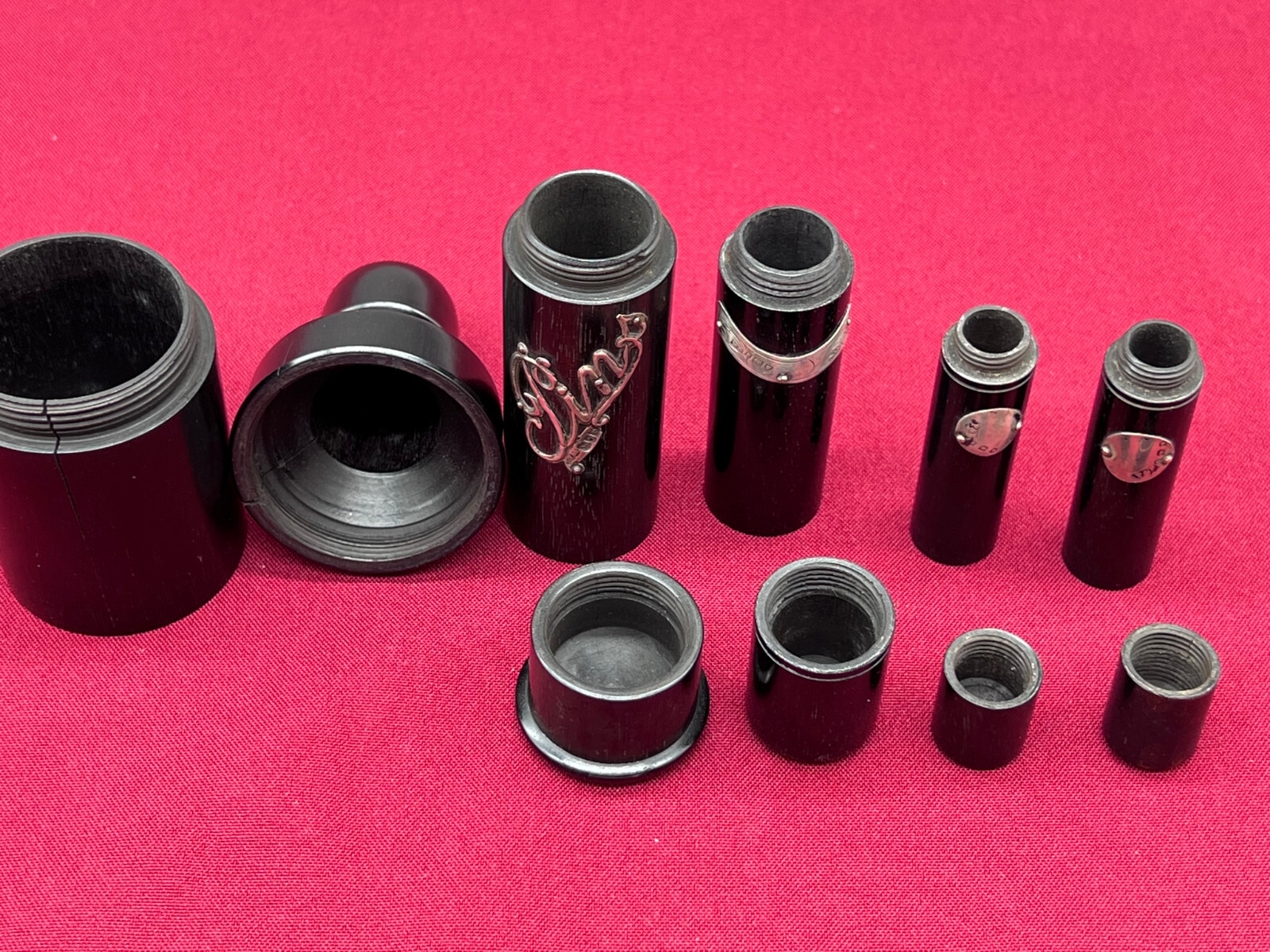 GROSSE SAMMLUNG TABATIEREN DOSEN AUS EBENHOLZ TEILS SILBER PLAKETTE MONOGRAMM – Bild 20