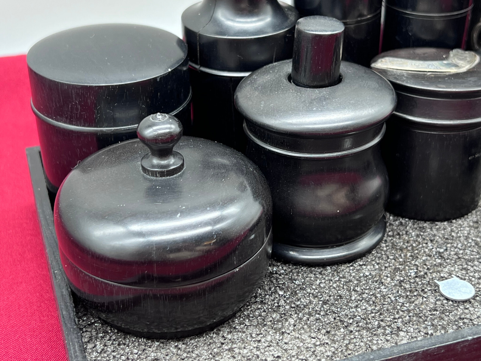 GROSSE SAMMLUNG TABATIEREN DOSEN AUS EBENHOLZ TEILS SILBER PLAKETTE MONOGRAMM – Bild 7