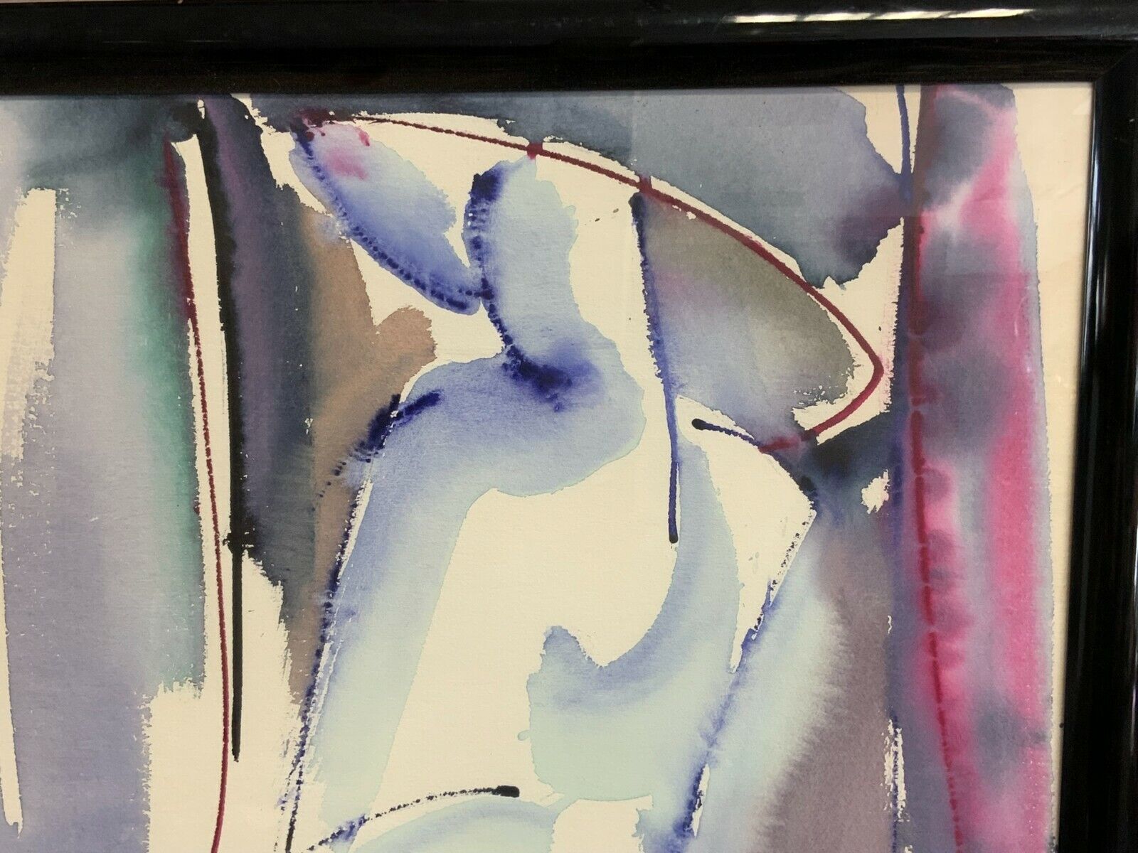 AQUARELL STEHENDE FRAU GROSSFORMAT 78x108cm VON ANATOLI KMARA SIGNIERT – Bild 5