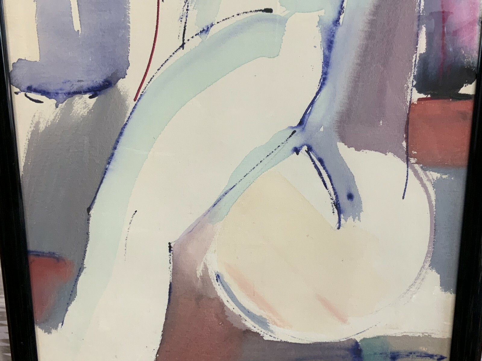 AQUARELL STEHENDE FRAU GROSSFORMAT 78x108cm VON ANATOLI KMARA SIGNIERT – Bild 6