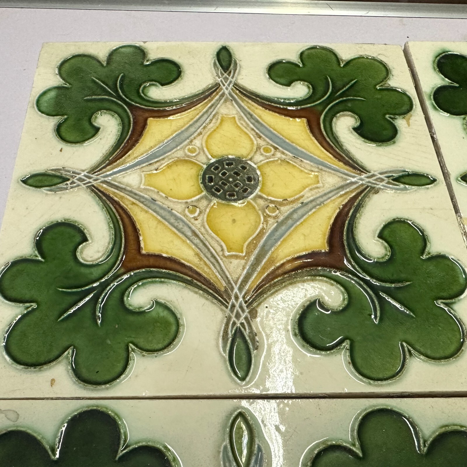 SET 9x JUGENDSTILFLIESE 15x15cm ANTIKE JUGENDSTIL FLIESE UM 1910 – Bild 9