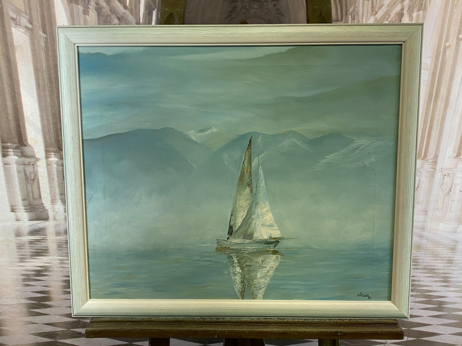 ÖLGEMÄLDE BOOT AUF OFFENER SEE SIGNIERT