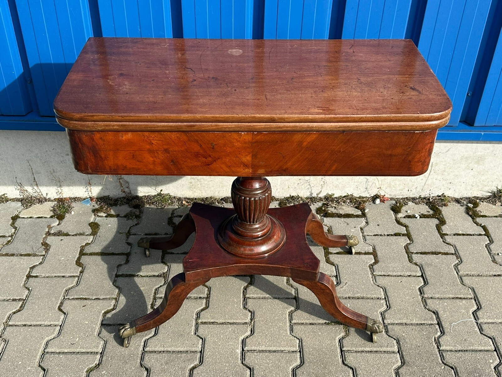ANTIKER ENGLISCHER SPIELTISCH BEISTELLTISCH AUS MAHAGONI UM 1840
