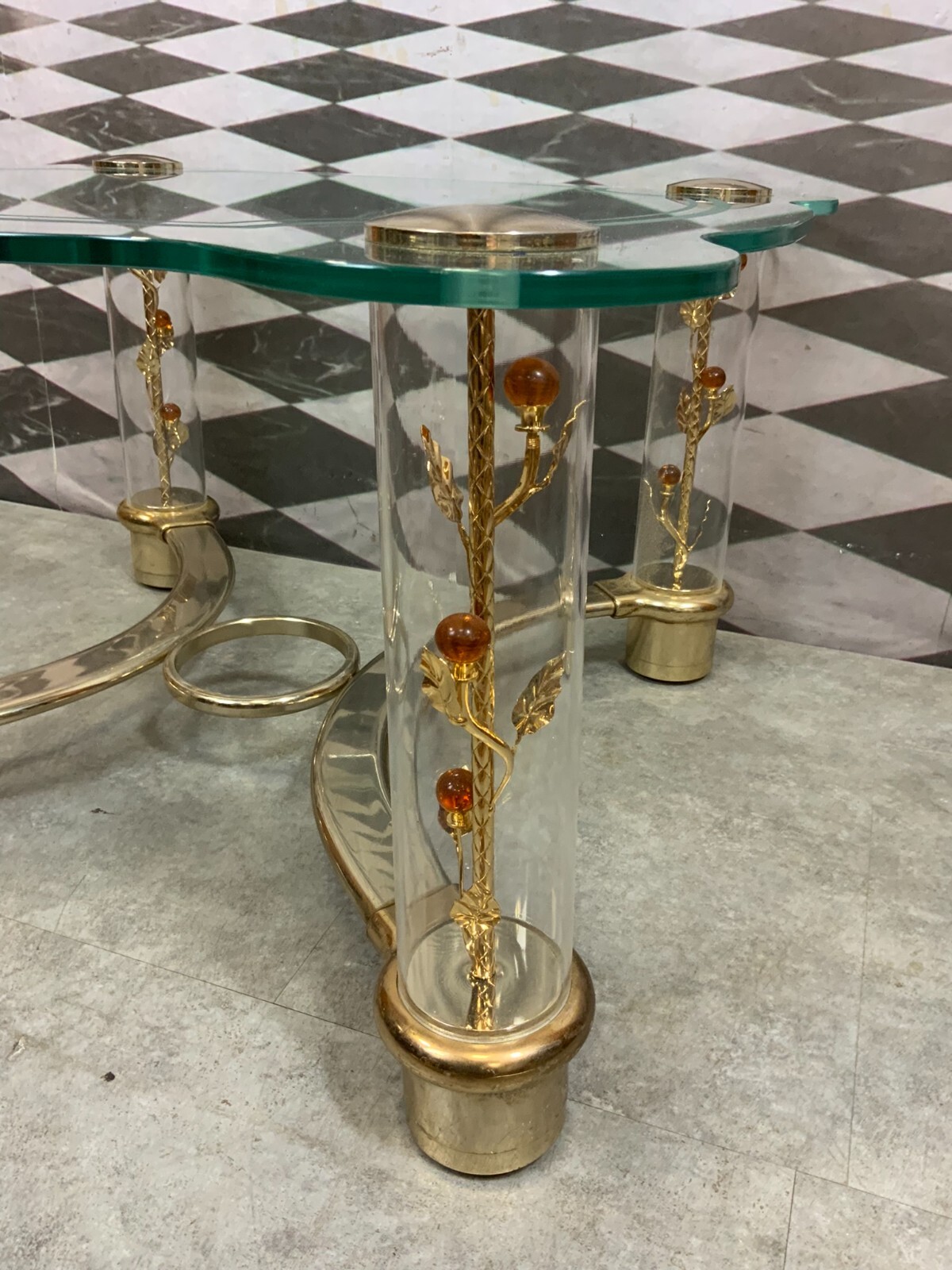 Vintage Beistelltisch Tischplatte aus Glas Gestell aus Metall und Kunststoff – Bild 6