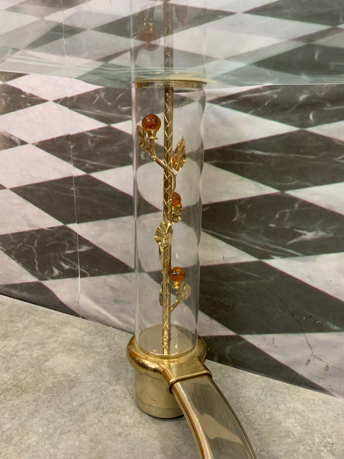 Vintage Beistelltisch Tischplatte aus Glas Gestell aus Metall und Kunststoff – Bild 8