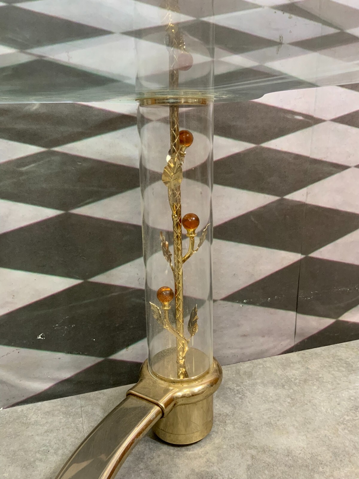 Vintage Beistelltisch Tischplatte aus Glas Gestell aus Metall und Kunststoff – Bild 9