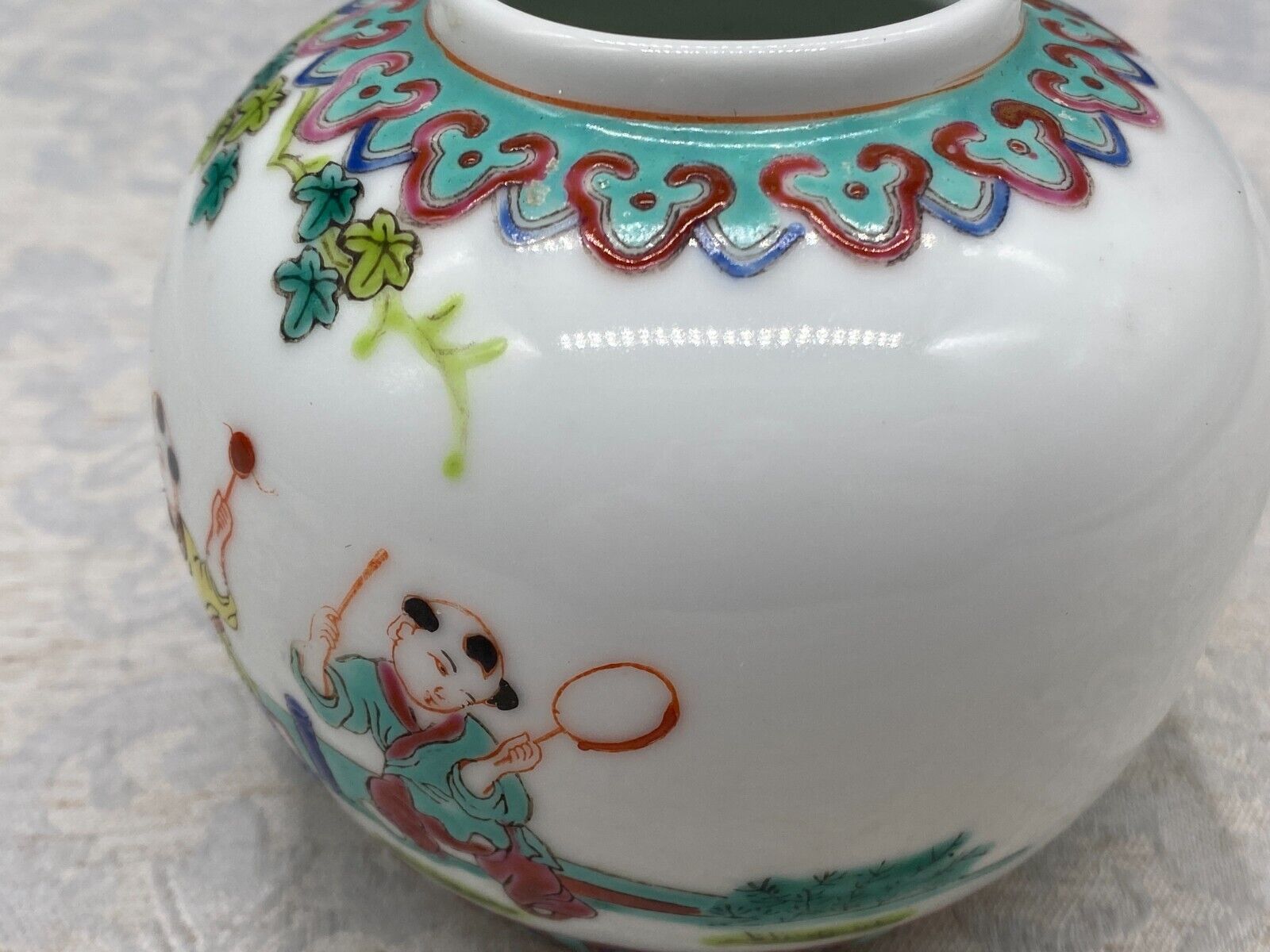 CHINA PORZELLAN KUGELVASE VASE PERSONEN DEKOR HANDBEMALT – Bild 12