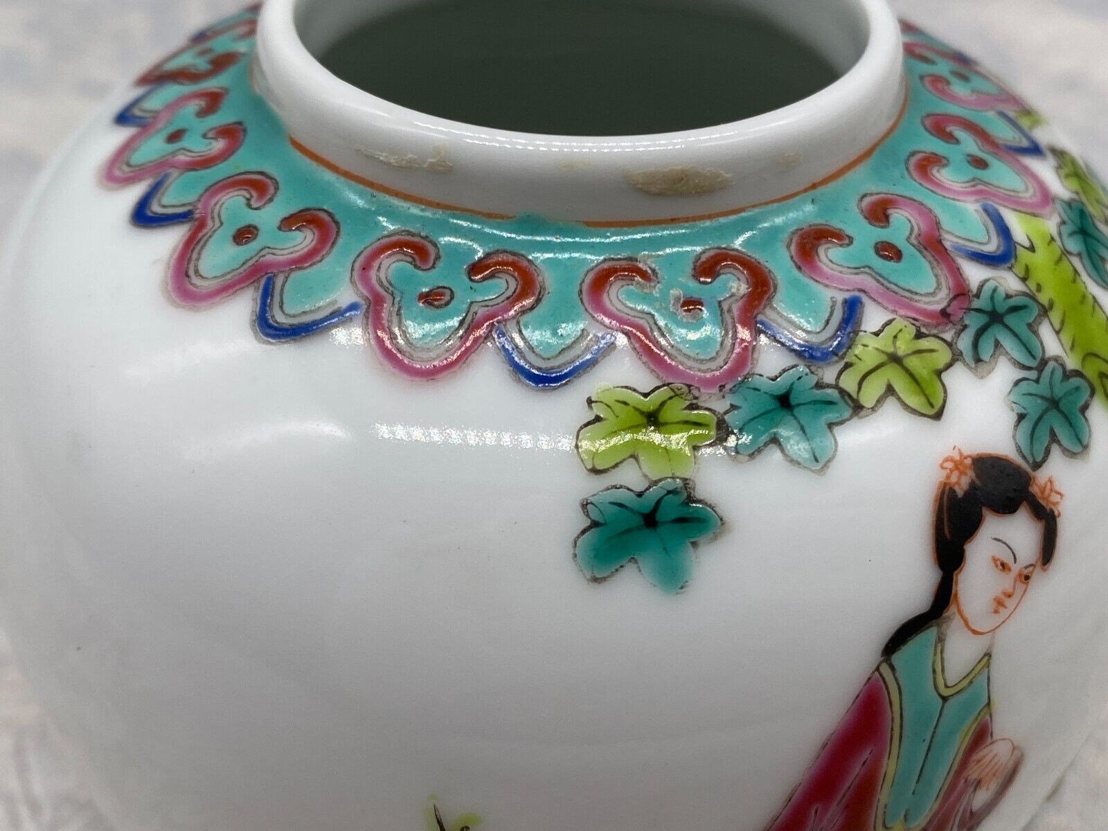 CHINA PORZELLAN KUGELVASE VASE PERSONEN DEKOR HANDBEMALT – Bild 14