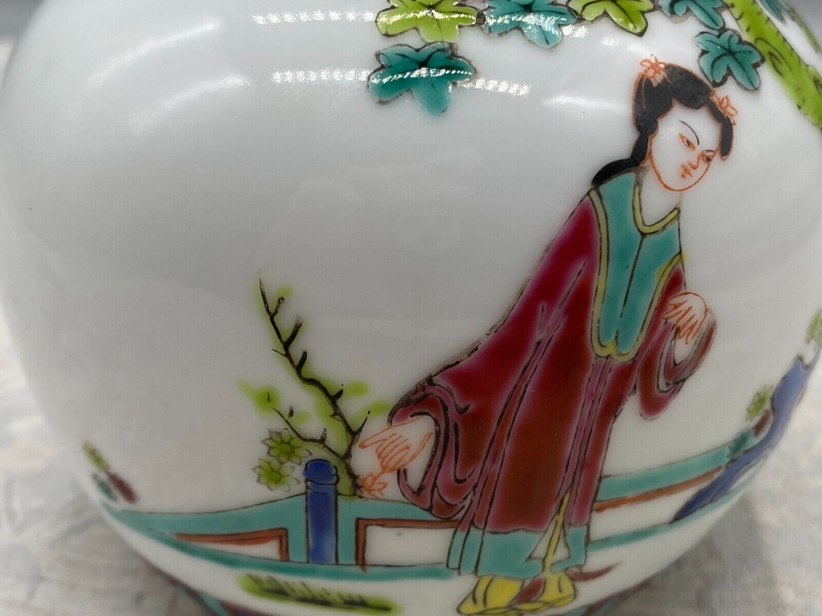 CHINA PORZELLAN KUGELVASE VASE PERSONEN DEKOR HANDBEMALT – Bild 15