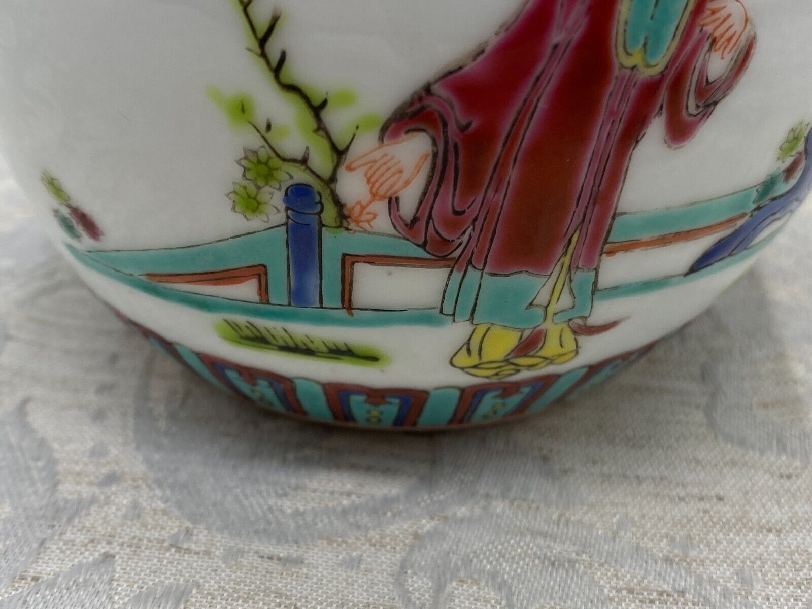 CHINA PORZELLAN KUGELVASE VASE PERSONEN DEKOR HANDBEMALT – Bild 16